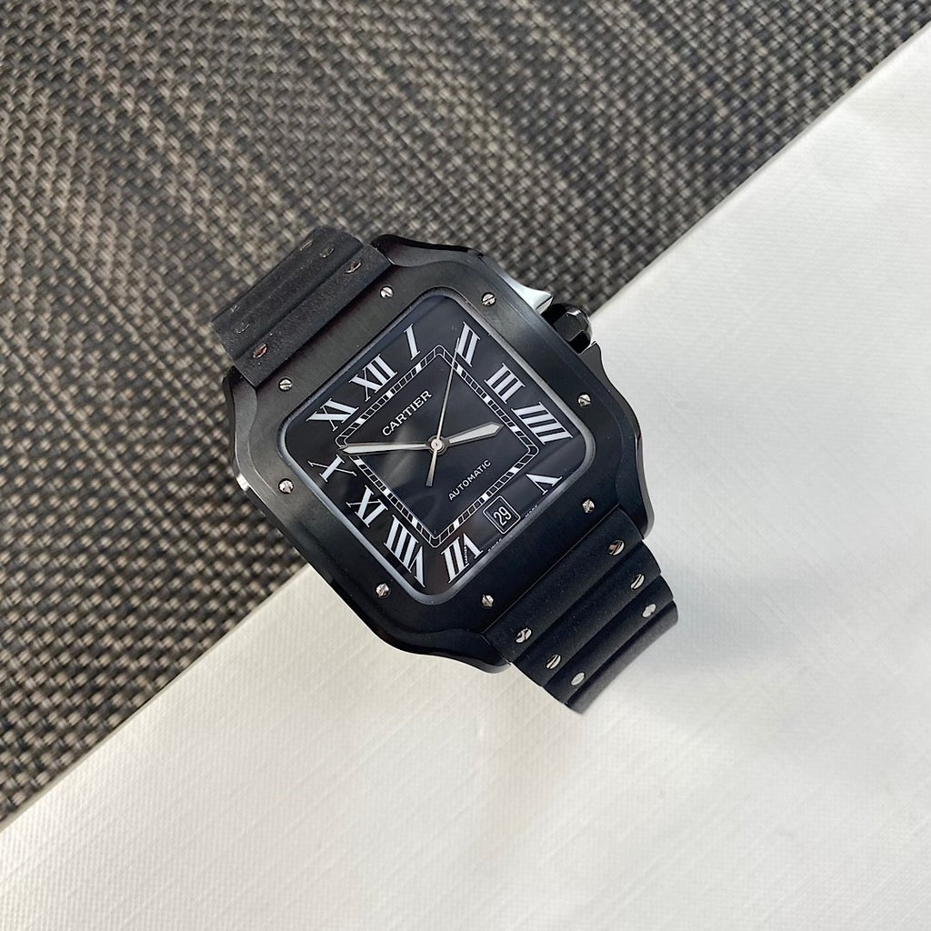 Cartier SANTOS DE CARTIER Men's Automatic Mechanical Movement 100m Water Resistant Date Display 40 mm Black Mechanical Watch #77182