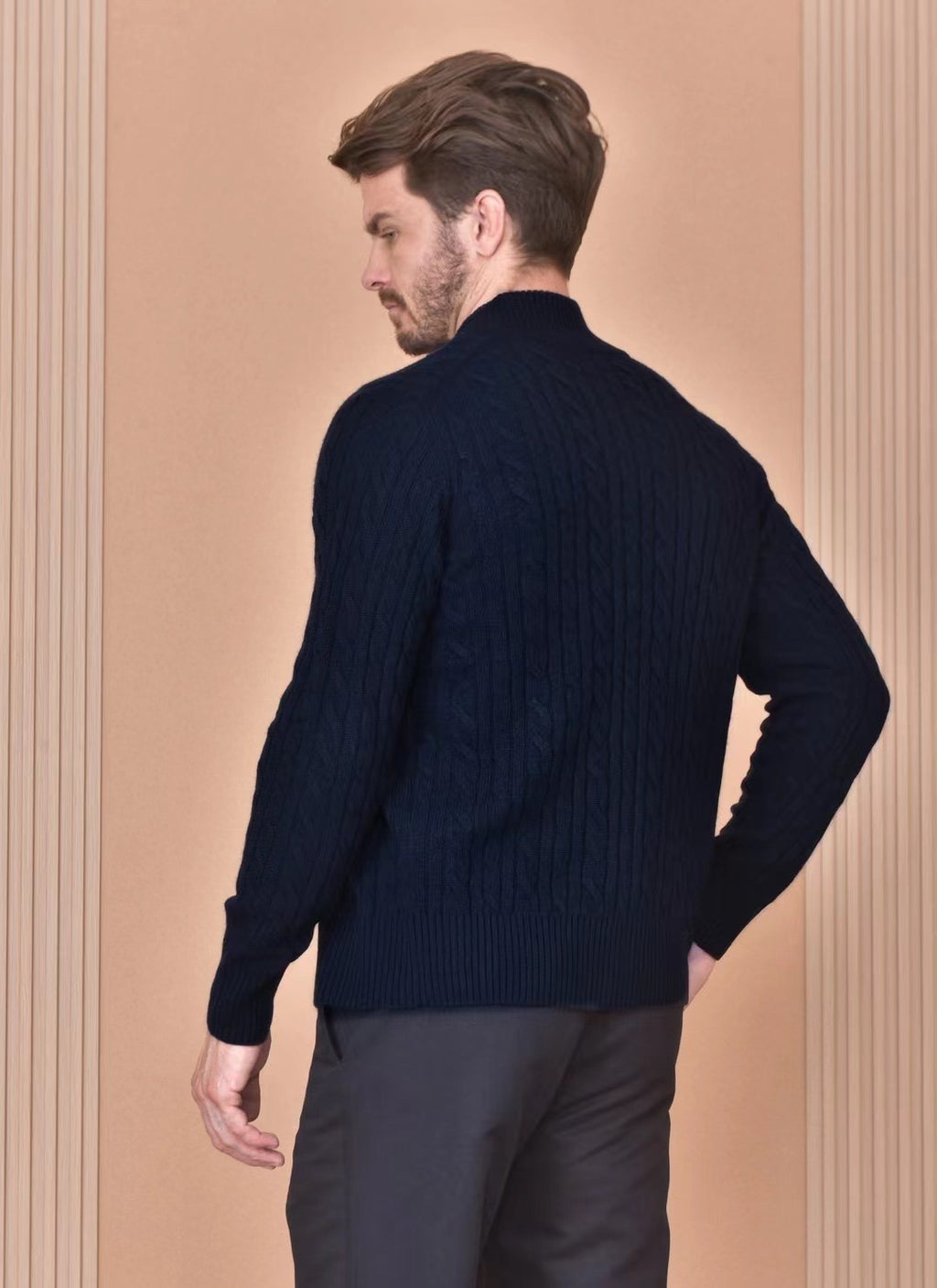 Loro Piana Men's Autumn And Winter Solid Color Zipper Half High Neck Knit Sweater Long Sleeve Jacket Ngvp #9392