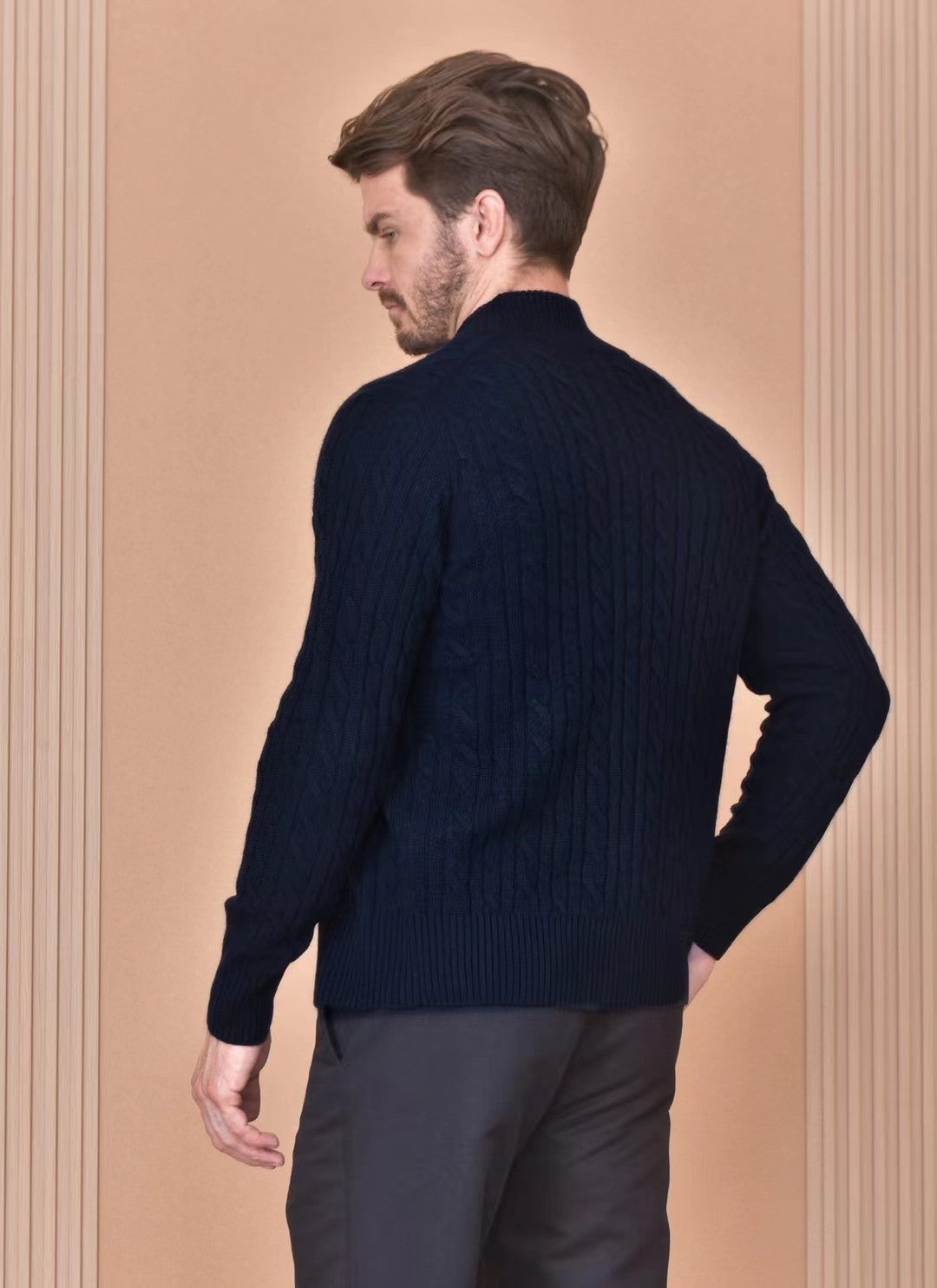 Loro Piana Men's Autumn And Winter Solid Color Zipper Half High Neck Knit Sweater Long Sleeve Jacket Ngvp #9392