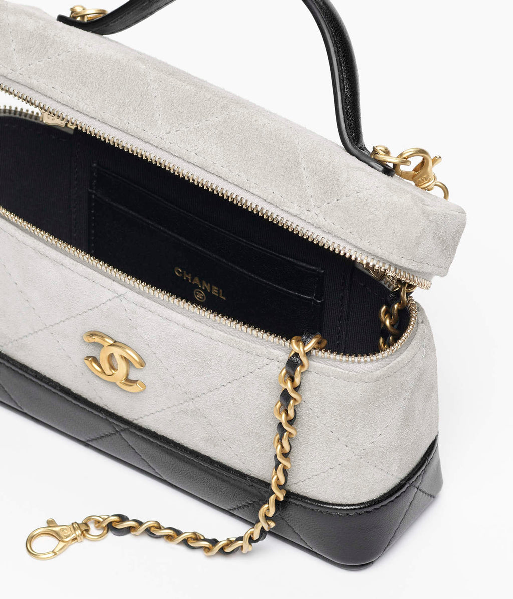 Chanel Vanity With Chain Suede Calfskin Shiny Lambskin Gold-tone Metal #379884