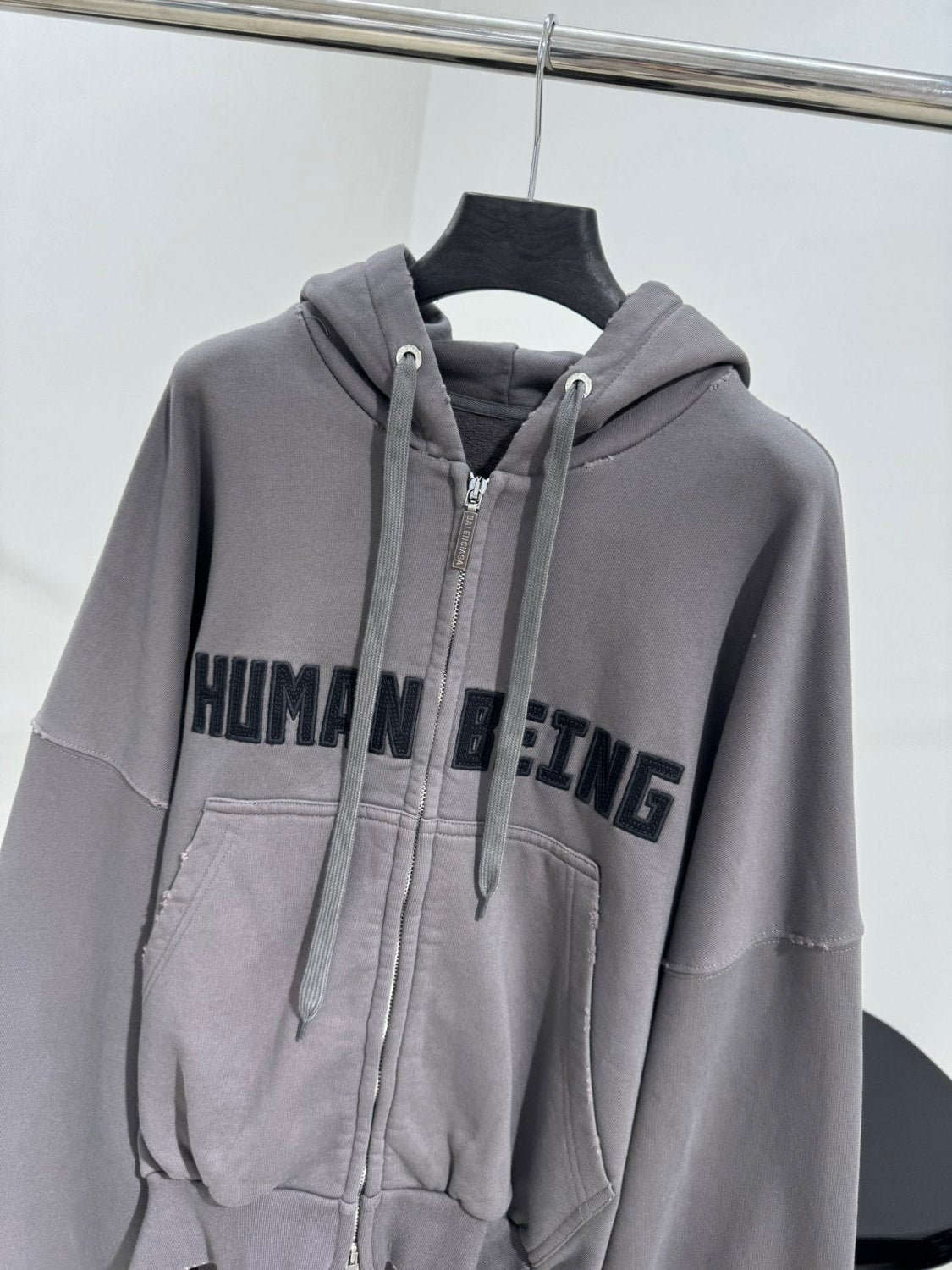 Balenciaga Men's HUMAN BEING SHIFTED Zipper Hoodie Vintage Washed Sweatshirt Jacket Casual Solid Color Pants Straight Sweatpants Suit Set Ngvp #1549