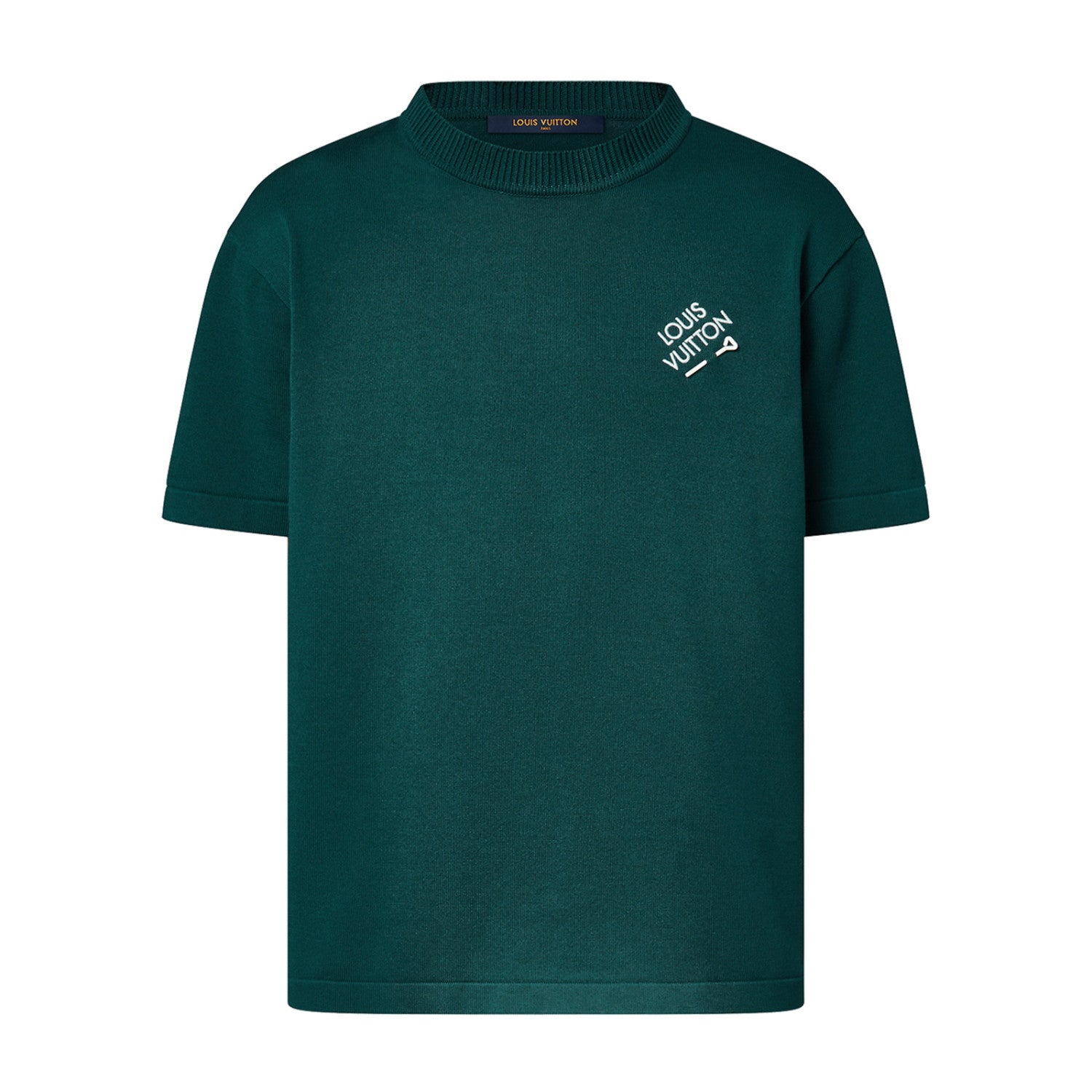 Louis Vuitton Men's Summer Solid Color Embroidered Logo Pin Crew Neck Cotton Short Sleeve T-Shirt #98211
