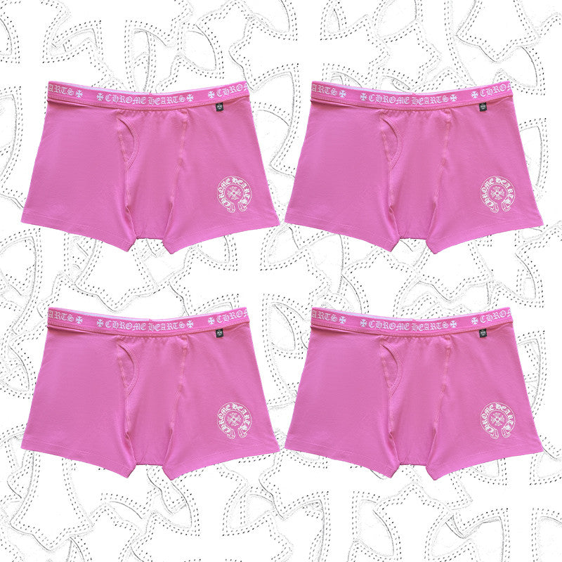 NlGO Chrome Hearts Men's And Women's Pure Color Sanskrit Print Cotton High Elasticity Boxer Briefs Underwear #77394