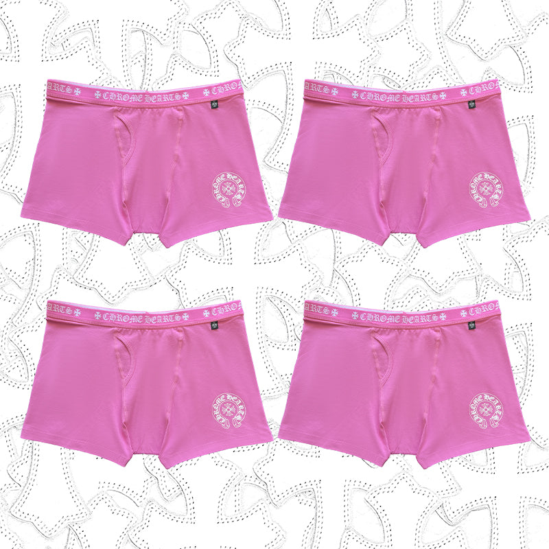 NlGO Chrome Hearts Men's And Women's Pure Color Sanskrit Print Cotton High Elasticity Boxer Briefs Underwear #77394