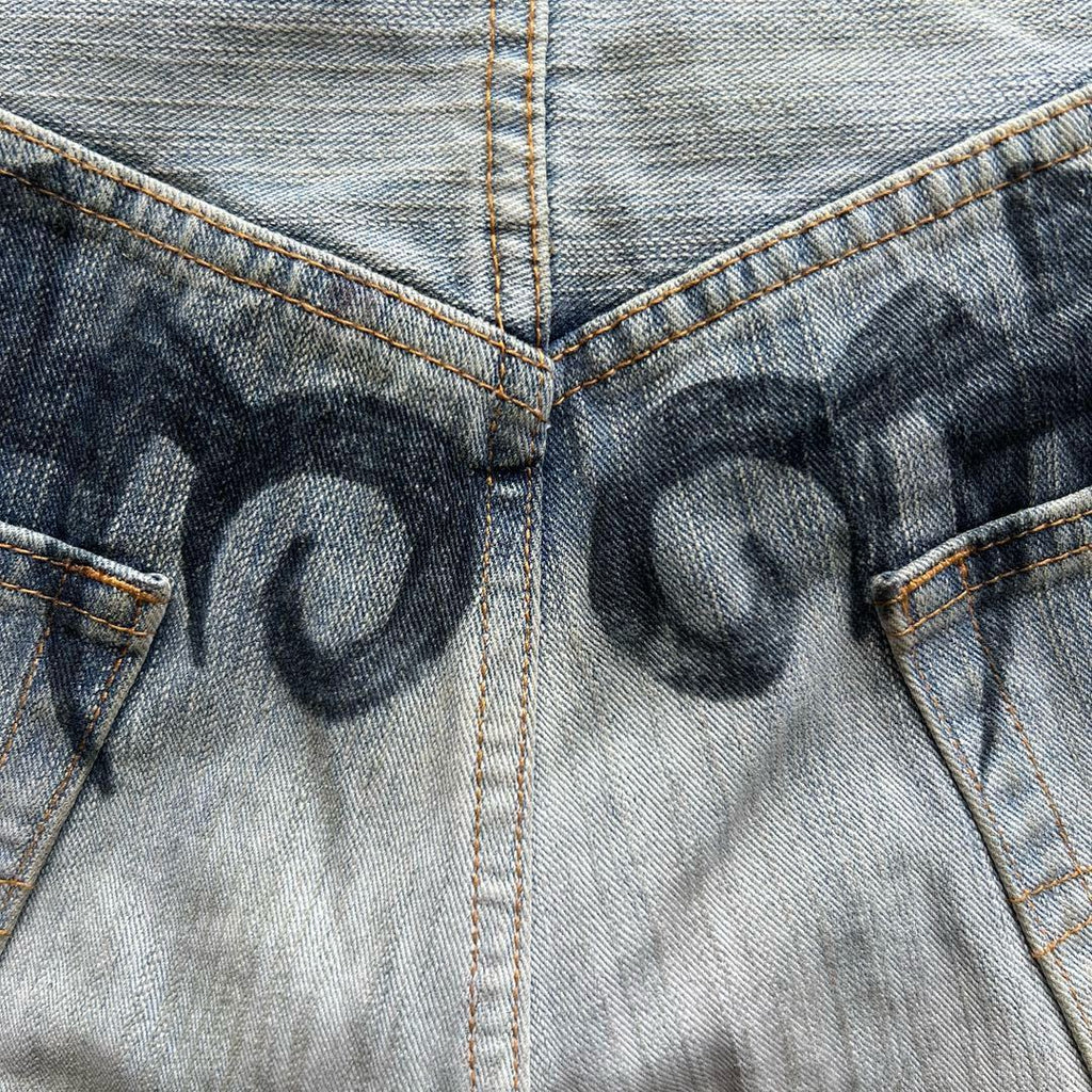 Men's Four Seasons Pattern Printed Solid Color Loose Cotton Jeans Autonomous Label-Free Casual Pants Ngvp #9921