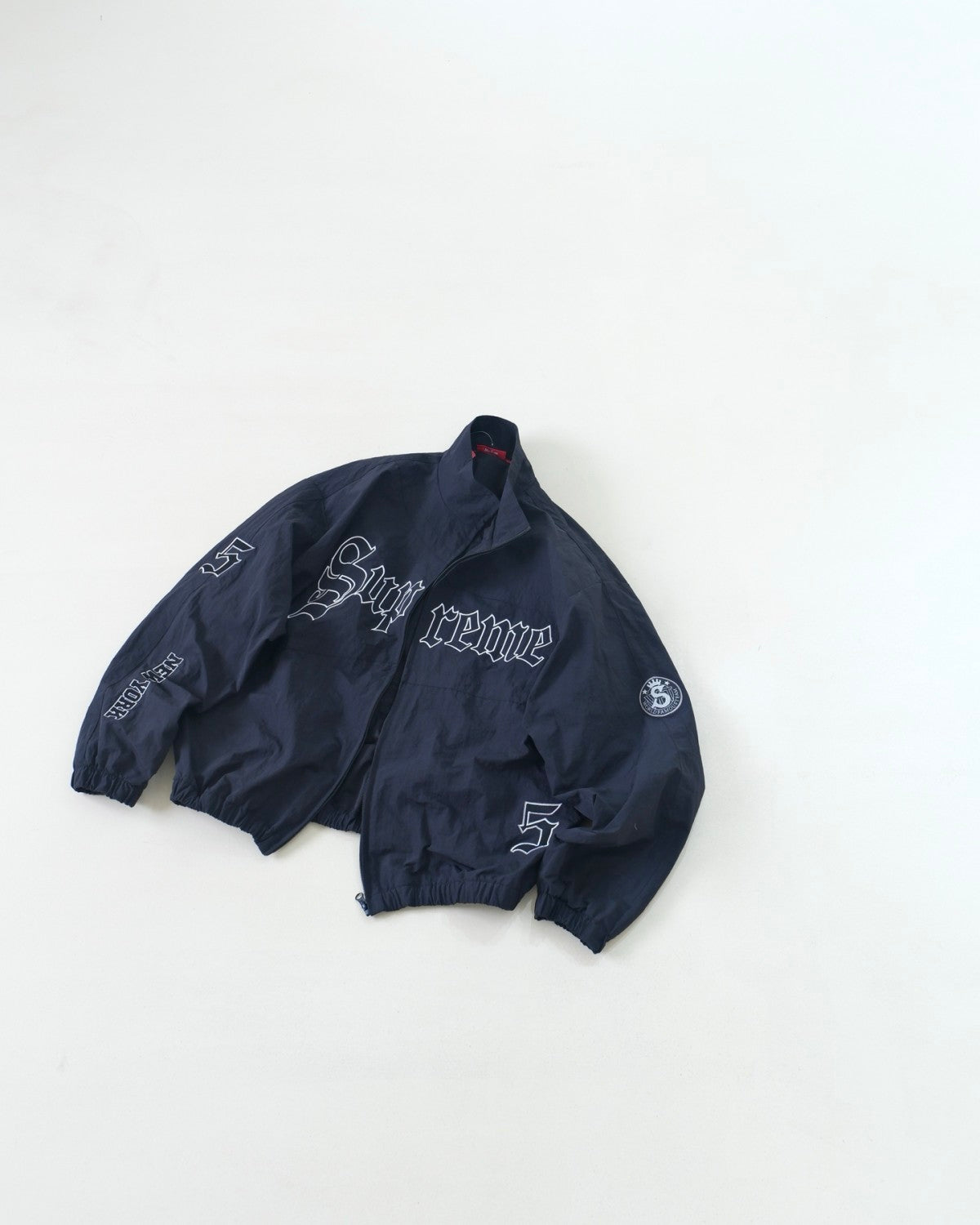 Supreme SS25 WEEK12 Old English Track Jacket Men's And Women's Spring/autumn Logo Pattern Patchwork Zipper Stand-up Collar Long-sleeved Jacket And Sweatpants Pants Set Suit #77832