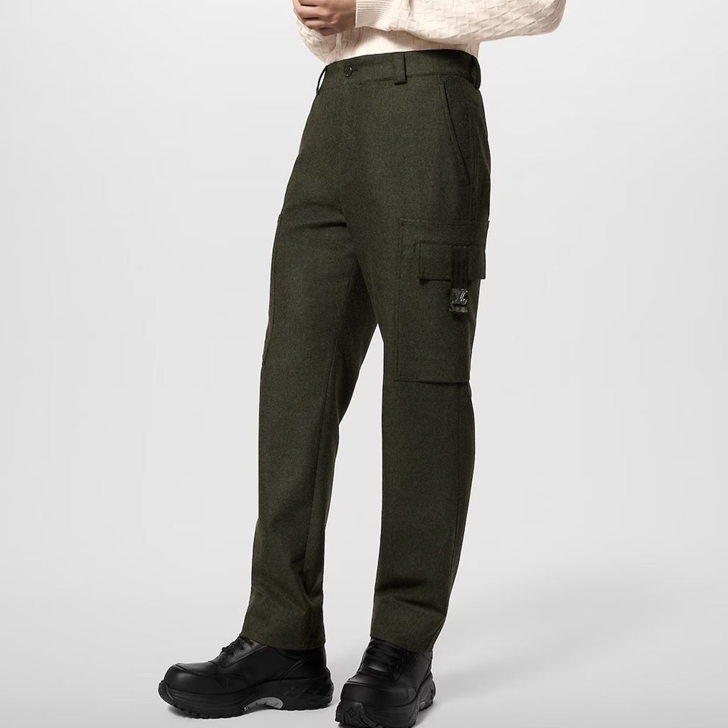 Louis Vuitton Men's Solid Color Mid Waist Side Pocket Straight Fitting Wool Workwear Pants #98294