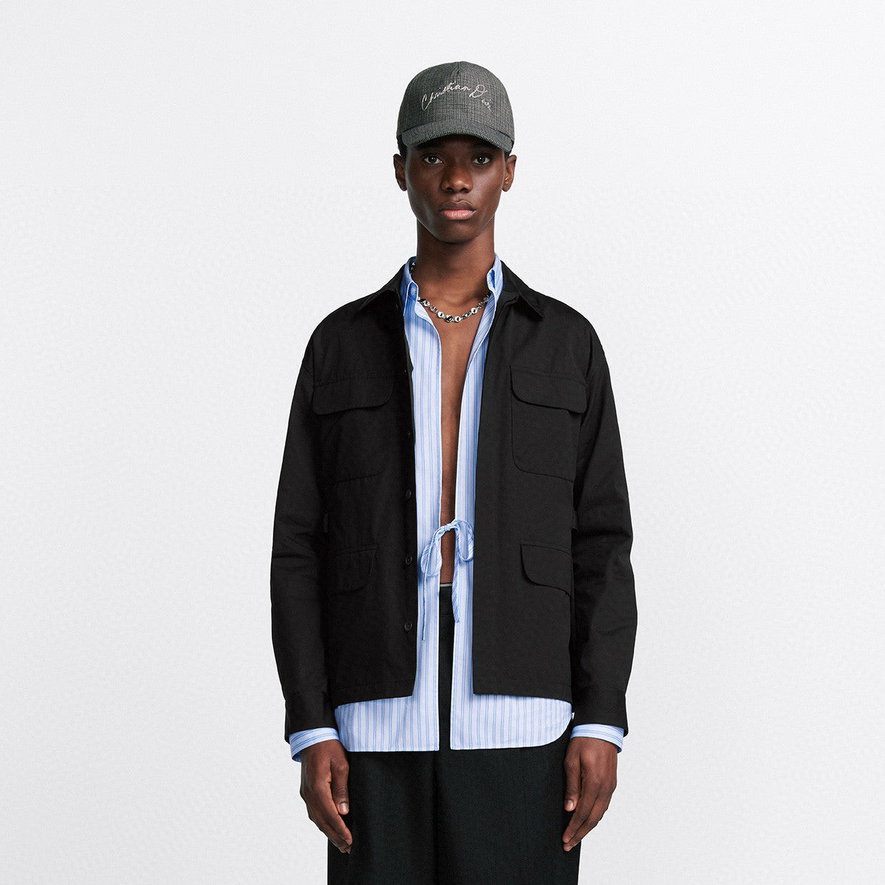 Gucci Men's Spring/Summer Solid Color Fashion Casual Logo Embroidered Collar Cotton Flap Pocket Single Breasted Long Sleeved Shirt Jacket #78252