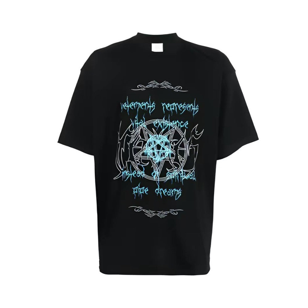 Vetements Men's Summer Solid Colour Monogram Printed Round Neck Cotton Short Sleeve T-Shirt #76923