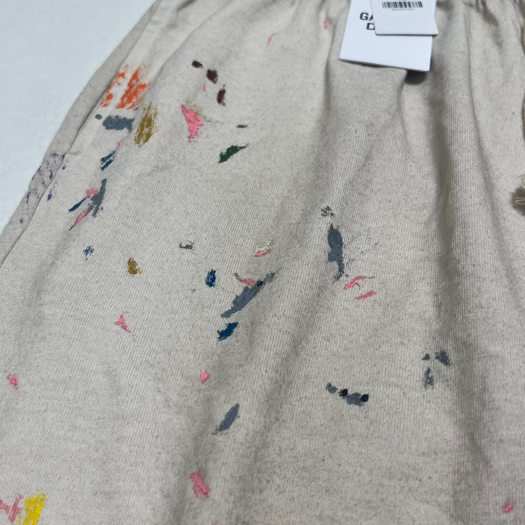 Gallery Dept Men's Summer Splash Pattern Letter Print Cotton Stretch Waist Tie Casual Shorts #77189