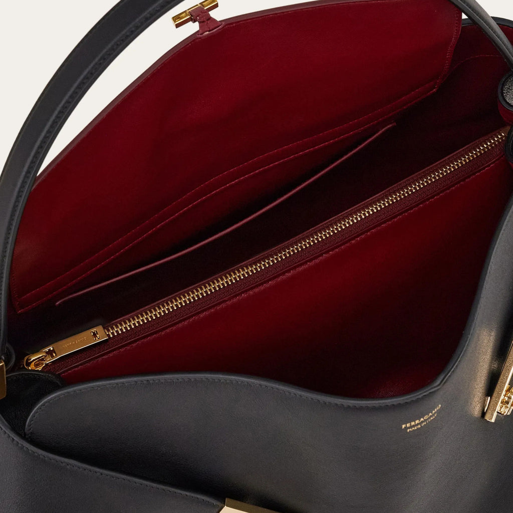 Ferragamo Hug Soft Women's Fashion Classic Leather Two Tone Shoulder Bag Tote Handbag Bag Bags #79436