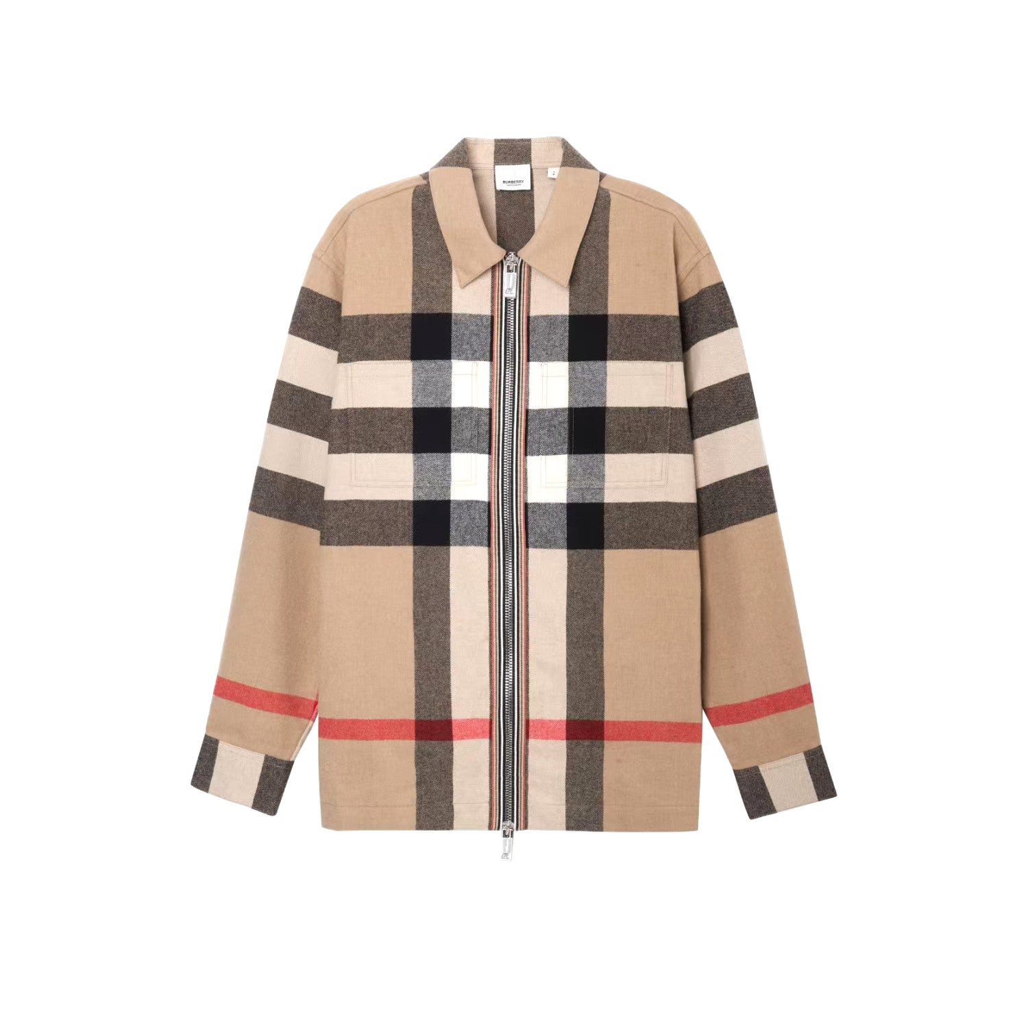 Burberry Men's and Women's Fashion Casual Collared Zipper Striped Pattern Shirt Jacket #78834