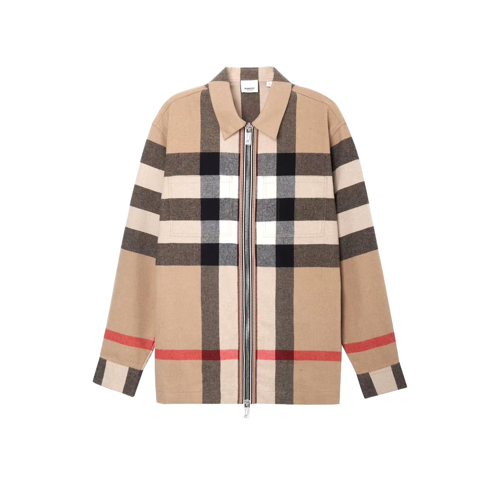 Burberry Men's and Women's Fashion Casual Collared Zipper Striped Pattern Shirt Jacket #78834