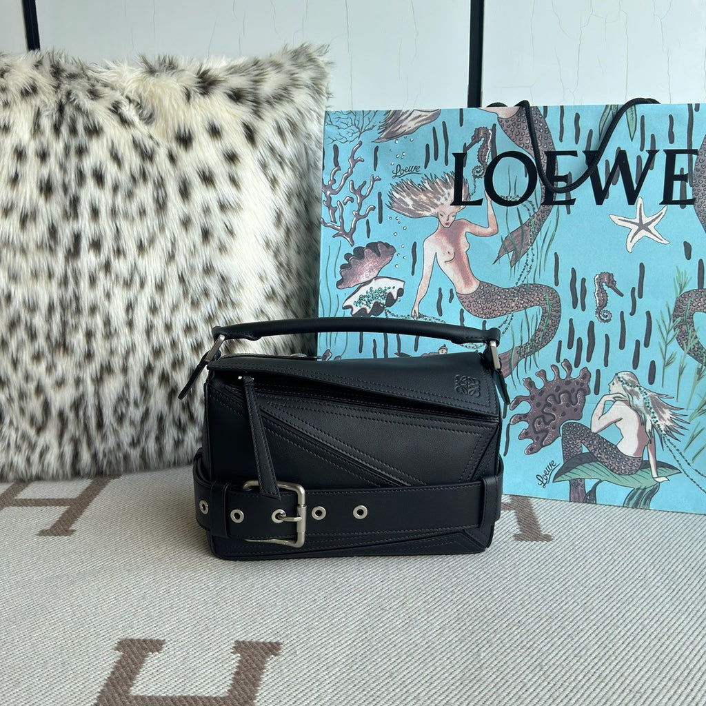 Loewe Puzzle Biker Women's Fashion Classic Solid-Color Geometric Print Glossy Cowhide Leather Puzzle Biker Handbag Bag Bags B510BP1X01 #78829