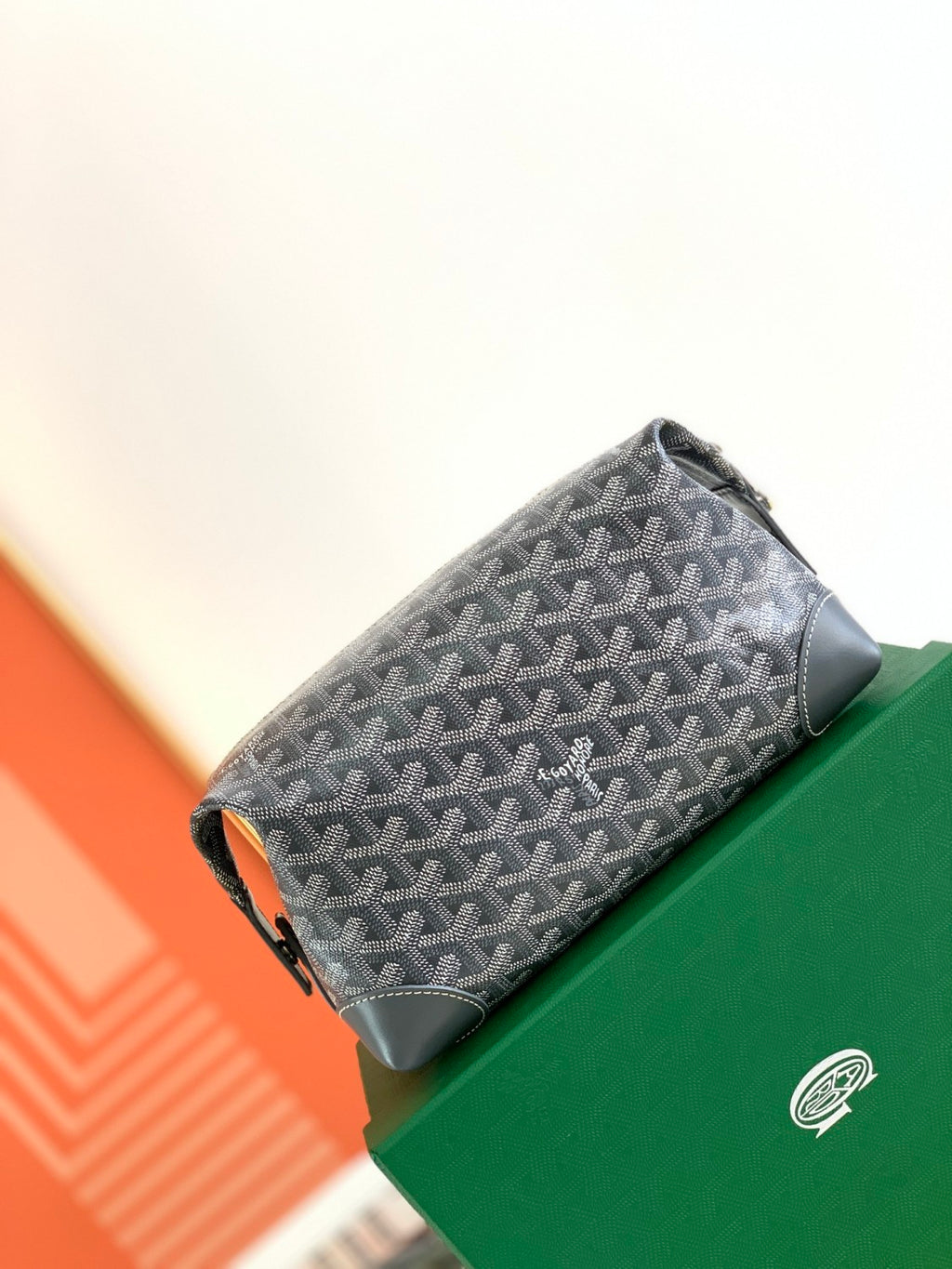 GOYARD Bowling 25 Men's and Women's Y-shaped Old-fashioned Full-print Zipper Leather Handbag Makeup Bag Bags #77132
