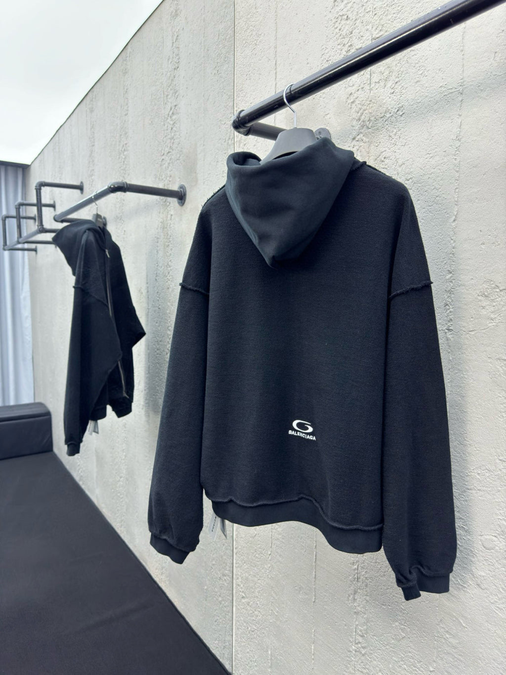 Balenciaga Men's and Women's Drop Shoulder Hooded Long Sleeve Regular Fit Zipper Sweatshirt Jacket #74953