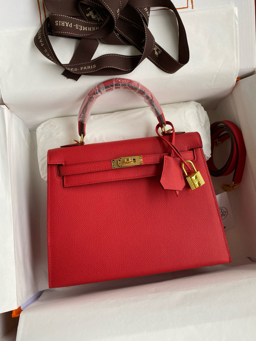 Hermes Kelly 25cm/28cm/32cm Epsom Original Leather Top-Grade Leather Handbag Bag Handcrafted Leather Bag From The Original Factory's Premium Custom Collection #194844