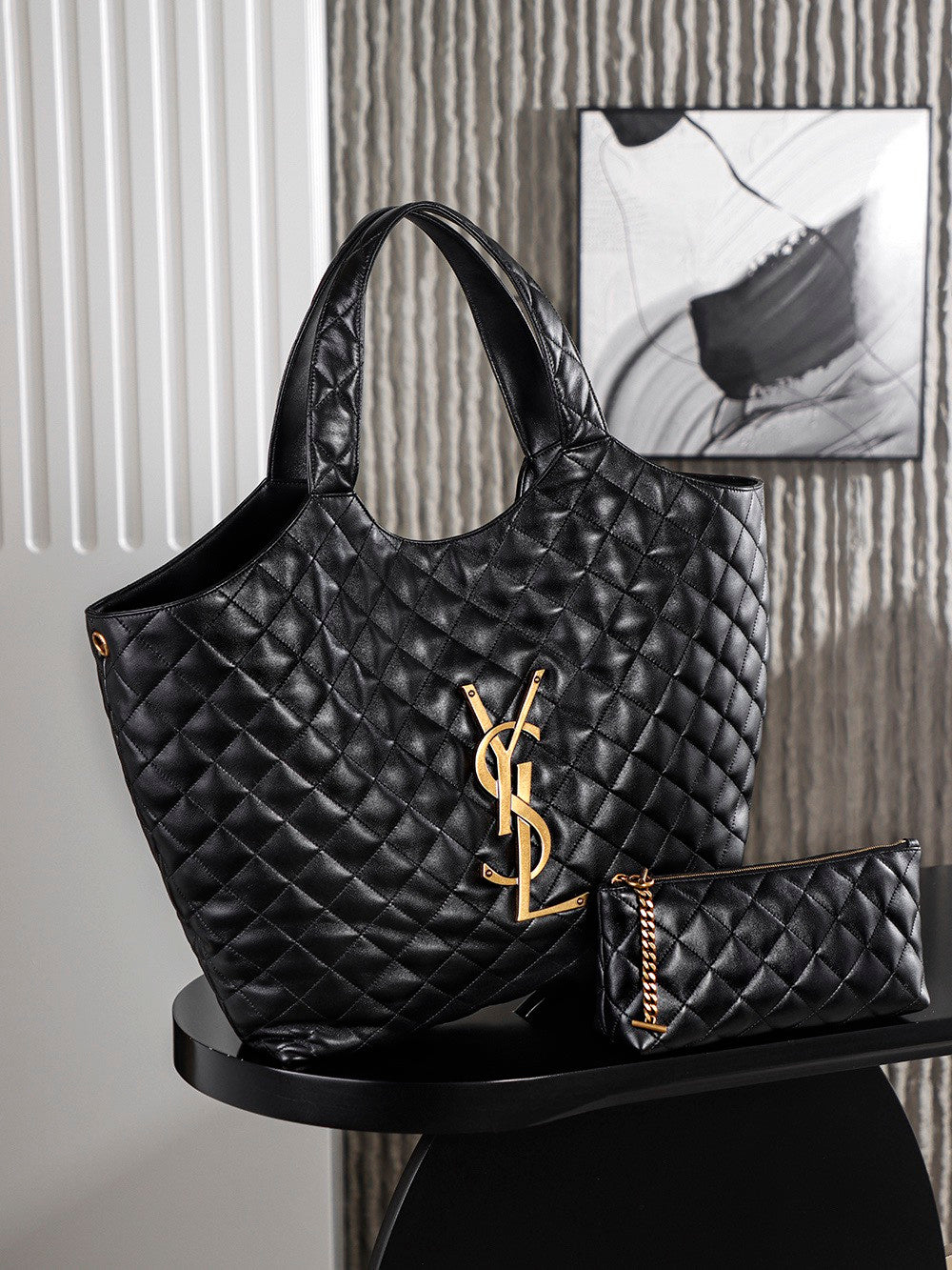 Saint Laurent ICARE quilted lambskin in Black #336145