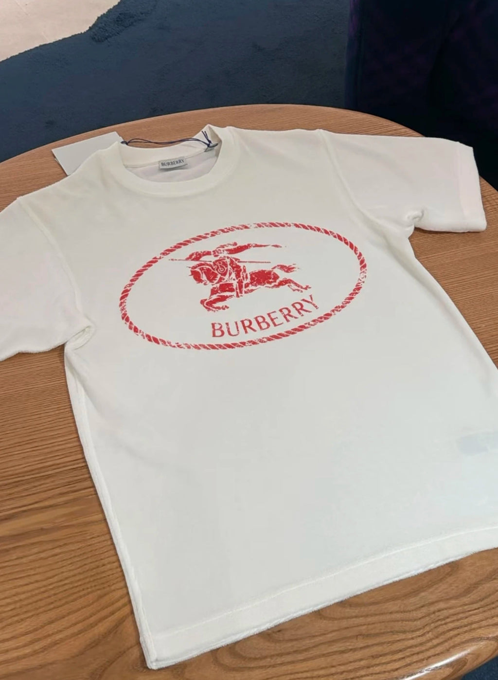 Burberry Men's Summer Knight Stamp Print Round Neck Cotton Loose Short Sleeve T-Shirt #77928
