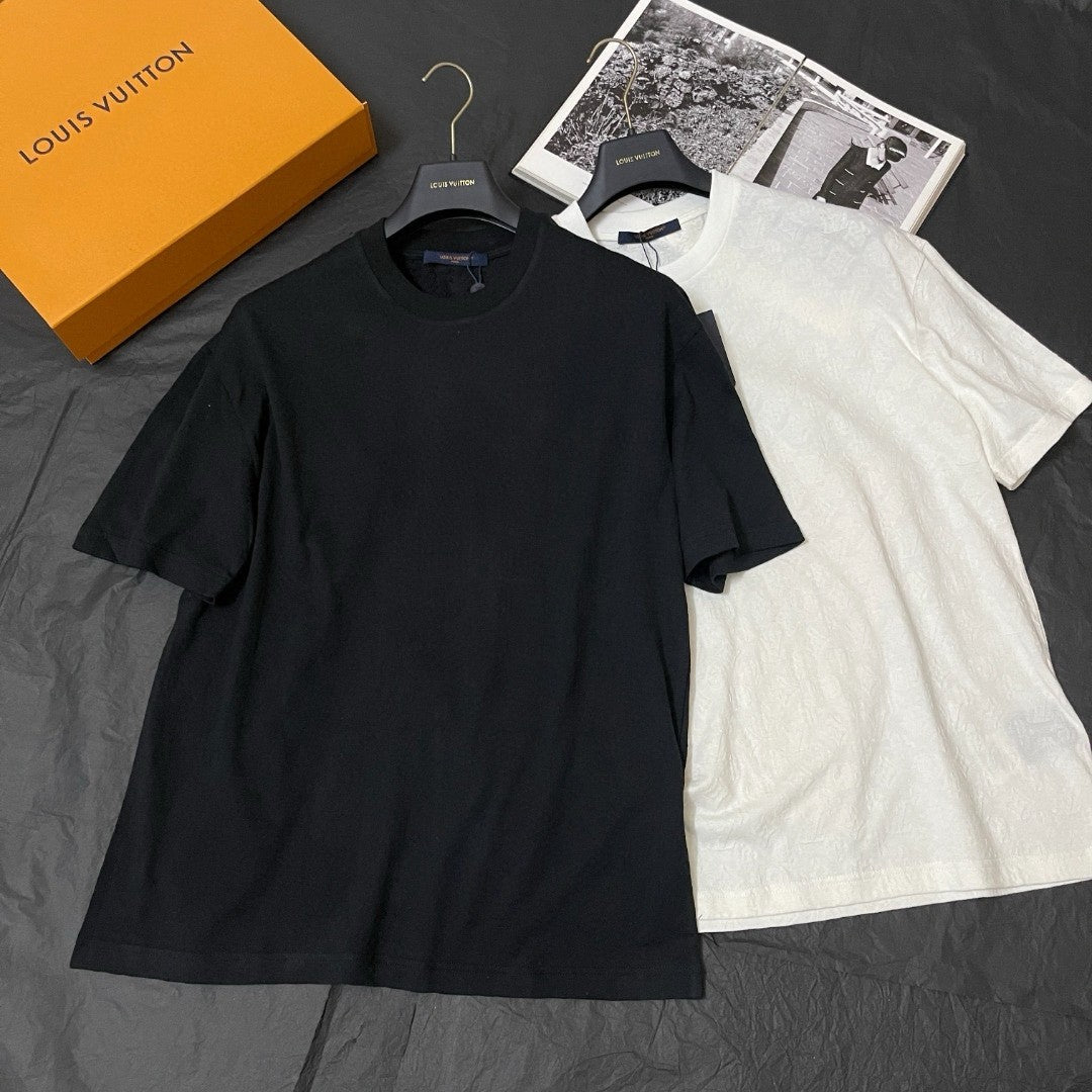 Louis Vuitton Men's Summer Solid Color Letter Printed Straight Cotton Short Sleeve T-Shirt #72729