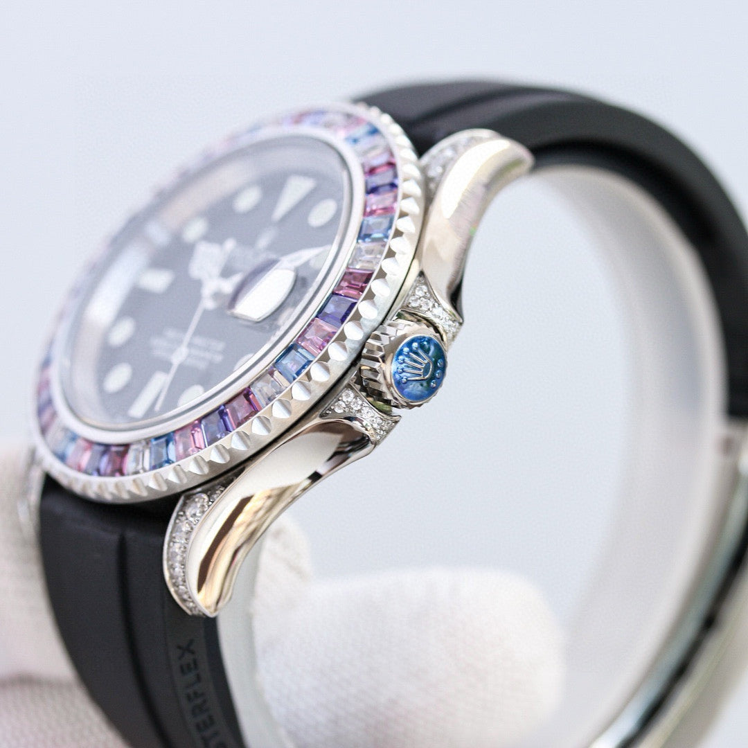 Rolex Men's Women's Fashion Yacht Prestige Collection 40mm Diameter 904 Steel Mechanical Watch Bezel Diamonds Casual Wristwatch Watch ?#71647