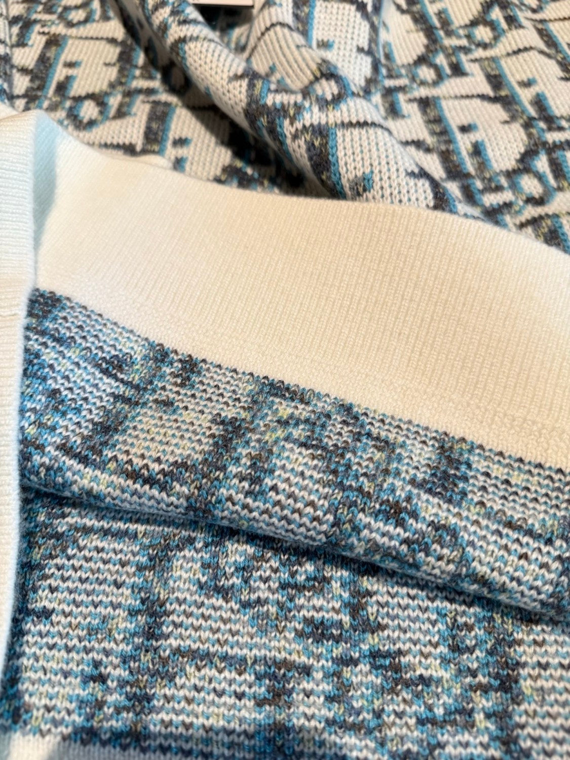 Dior Men's And Women's Spring/Summer Fashion Casual Sheep Wool Jacquard Fabric Oblique Print Round Neck Long Sleeve Knitted Sweater #78298