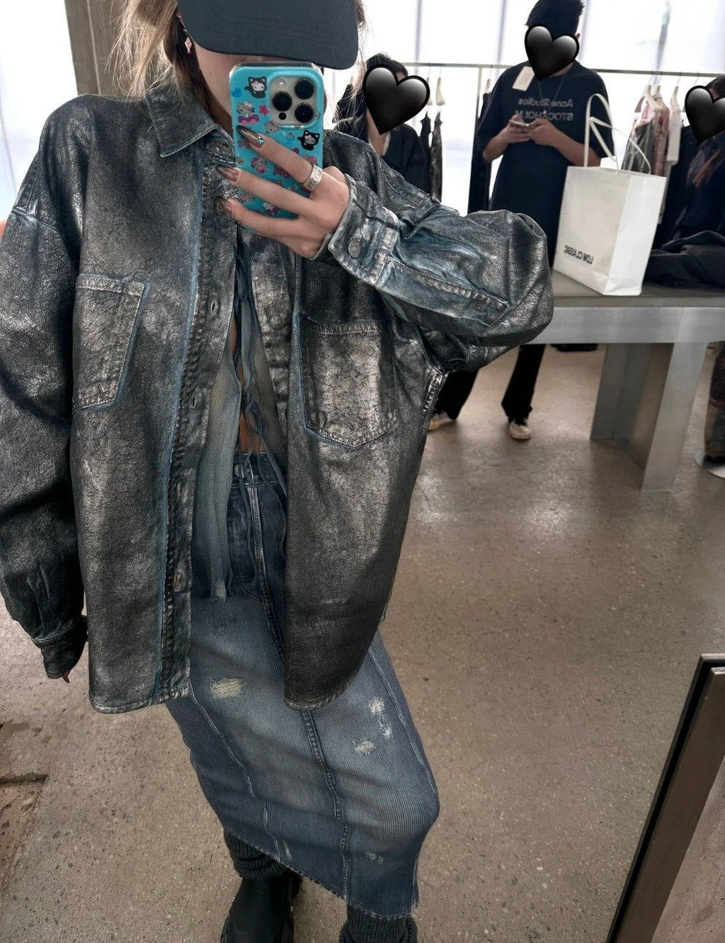 Acne Studios Men's Women's Spring And Autumn Loose Denim Long Sleeve Lapel Cotton Shirt Casual Straight Denim Pants Ngvp #9387