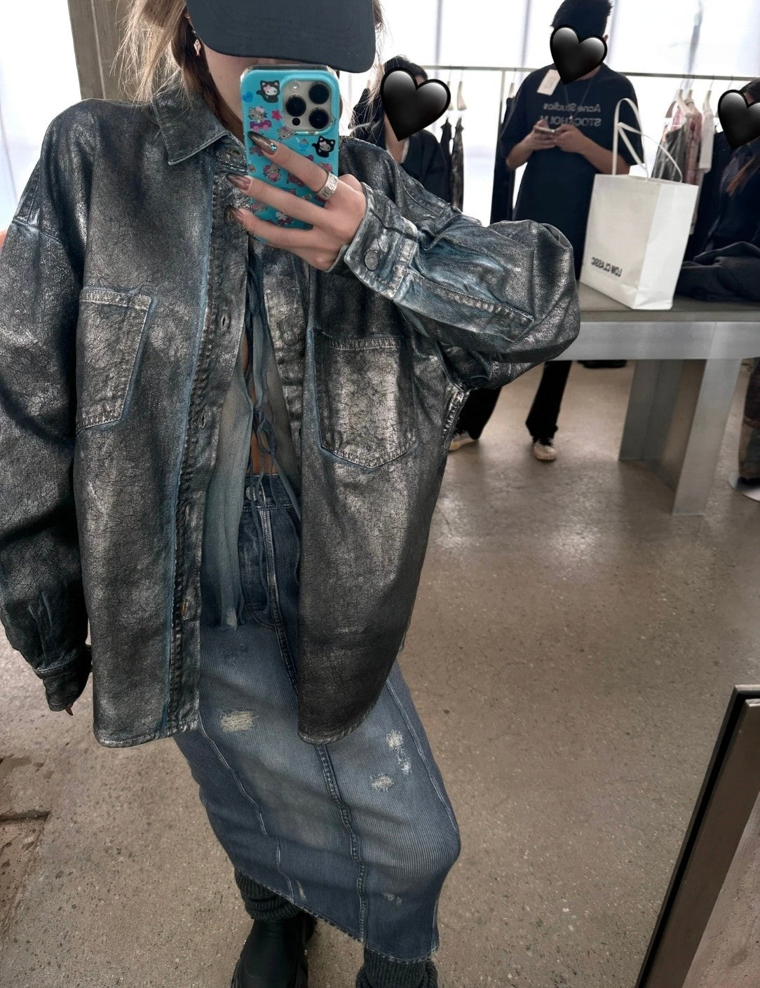 Acne Studios Men's Women's Spring And Autumn Loose Denim Long Sleeve Lapel Cotton Shirt Casual Straight Denim Pants Ngvp #9387