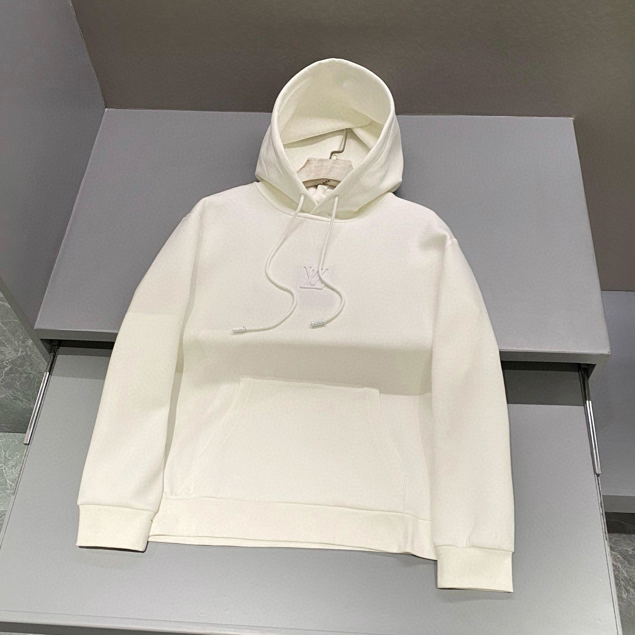 Louis Vuitton Men's Embossed Logo Sport Casual Plain Knit Cotton Hooded Sweatshirt Pullover #97947