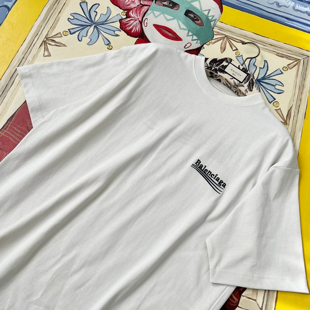 Balenciaga Men's Women's Summer Letter Printed Round Neck Solid Color Cotton Loose Short Sleeve T-Shirt #71584