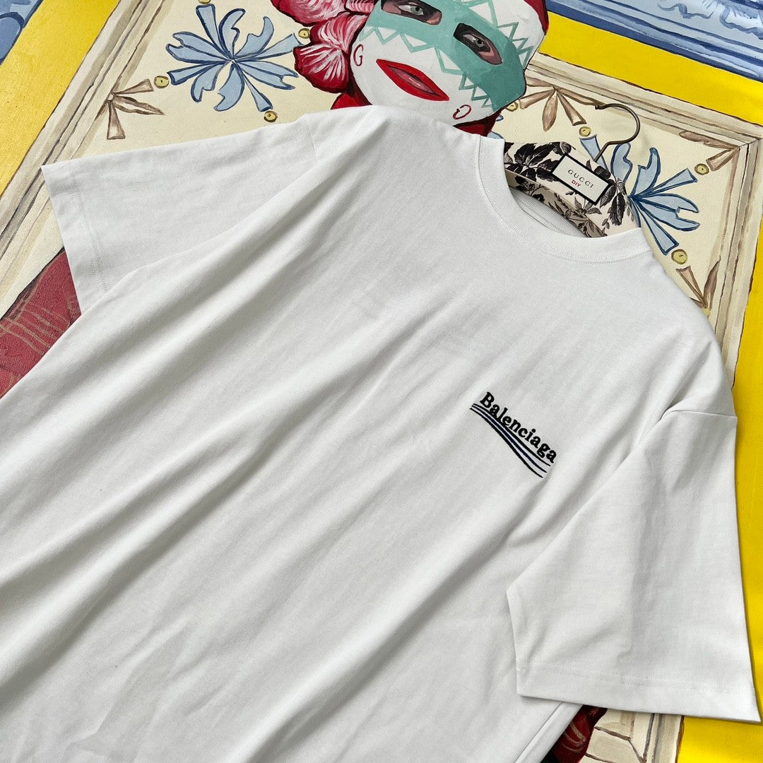 Balenciaga Men's Women's Summer Letter Printed Round Neck Solid Color Cotton Loose Short Sleeve T-Shirt #71584