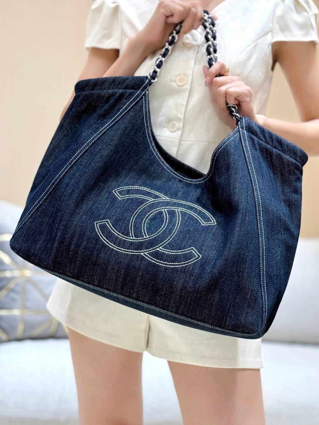 Chanel Vintage Denim Shopping Tote #295664