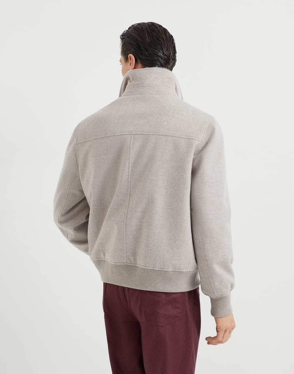 Brunello Cucinelli Men's Fall/Winter Solid-Color Cashmere Lapel Pilot Jacket Loose-Fit Long-Sleeve Outerwear Ngvp #2713