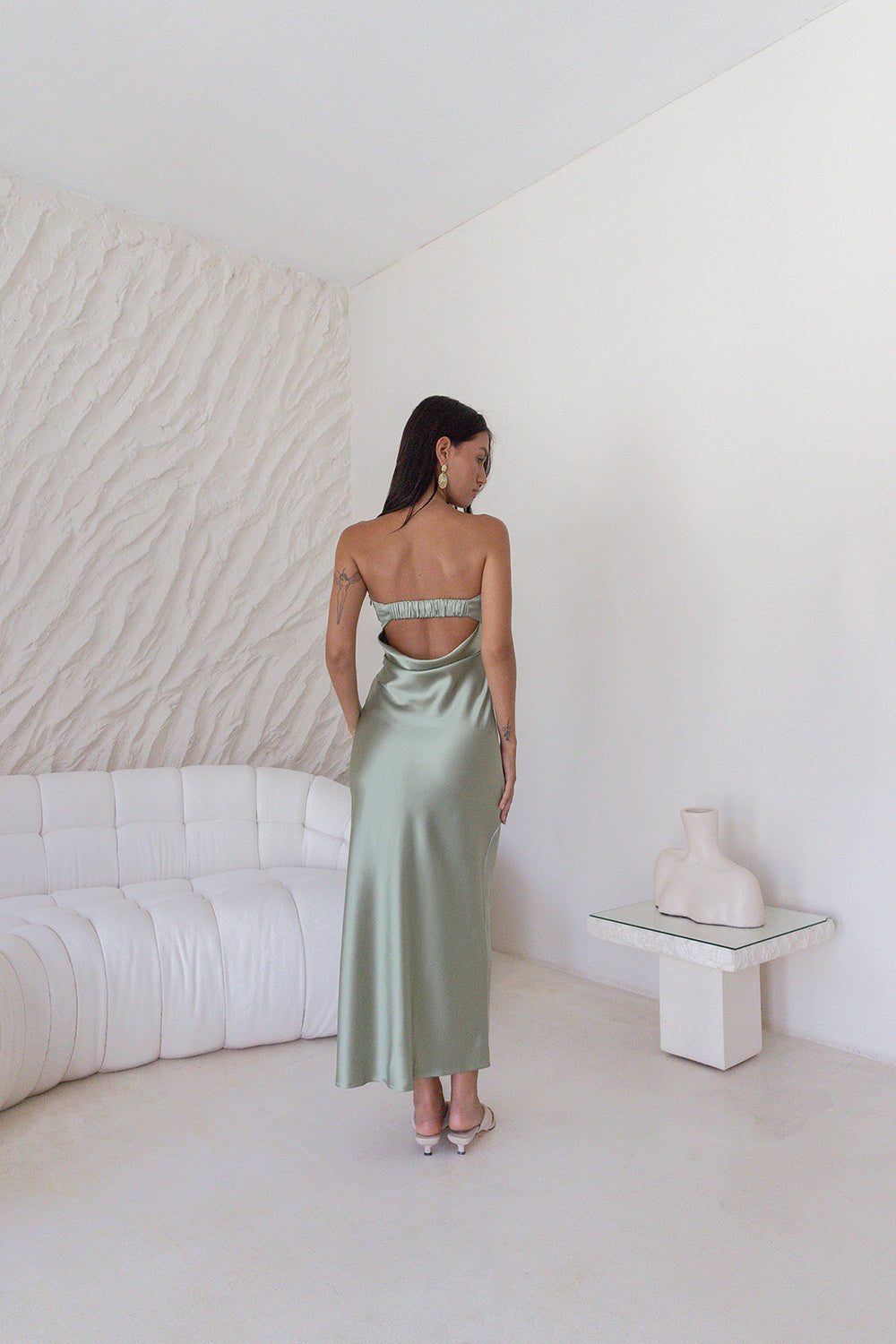 Gleam In Gold Maxi Dress Khaki