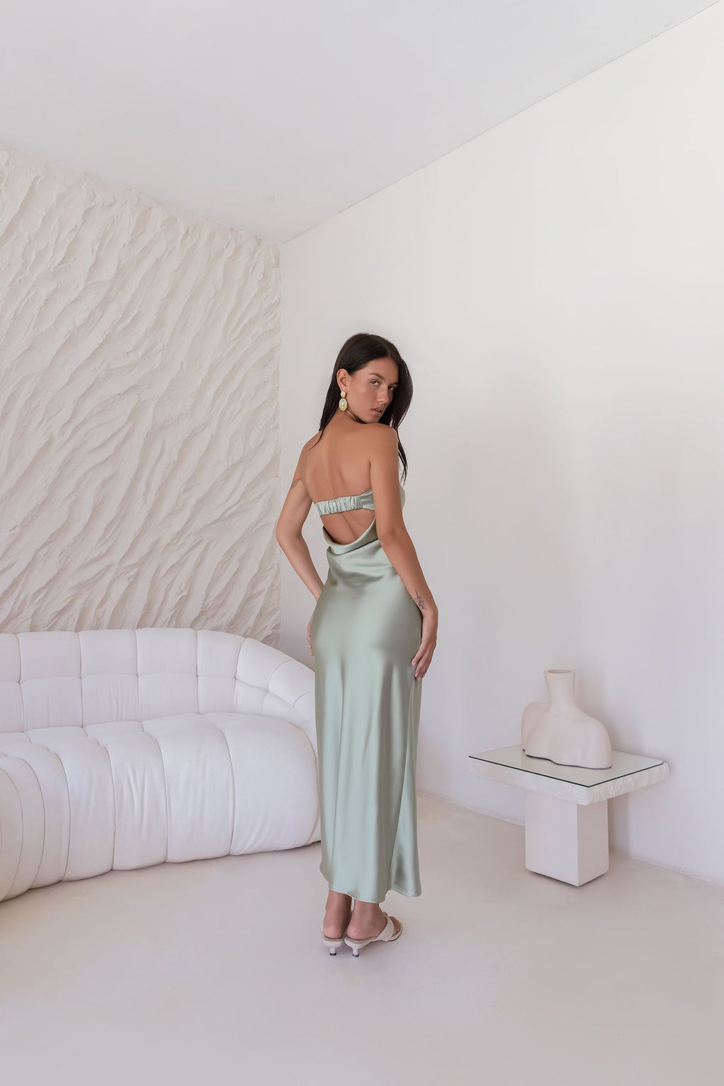 Gleam In Gold Maxi Dress Khaki