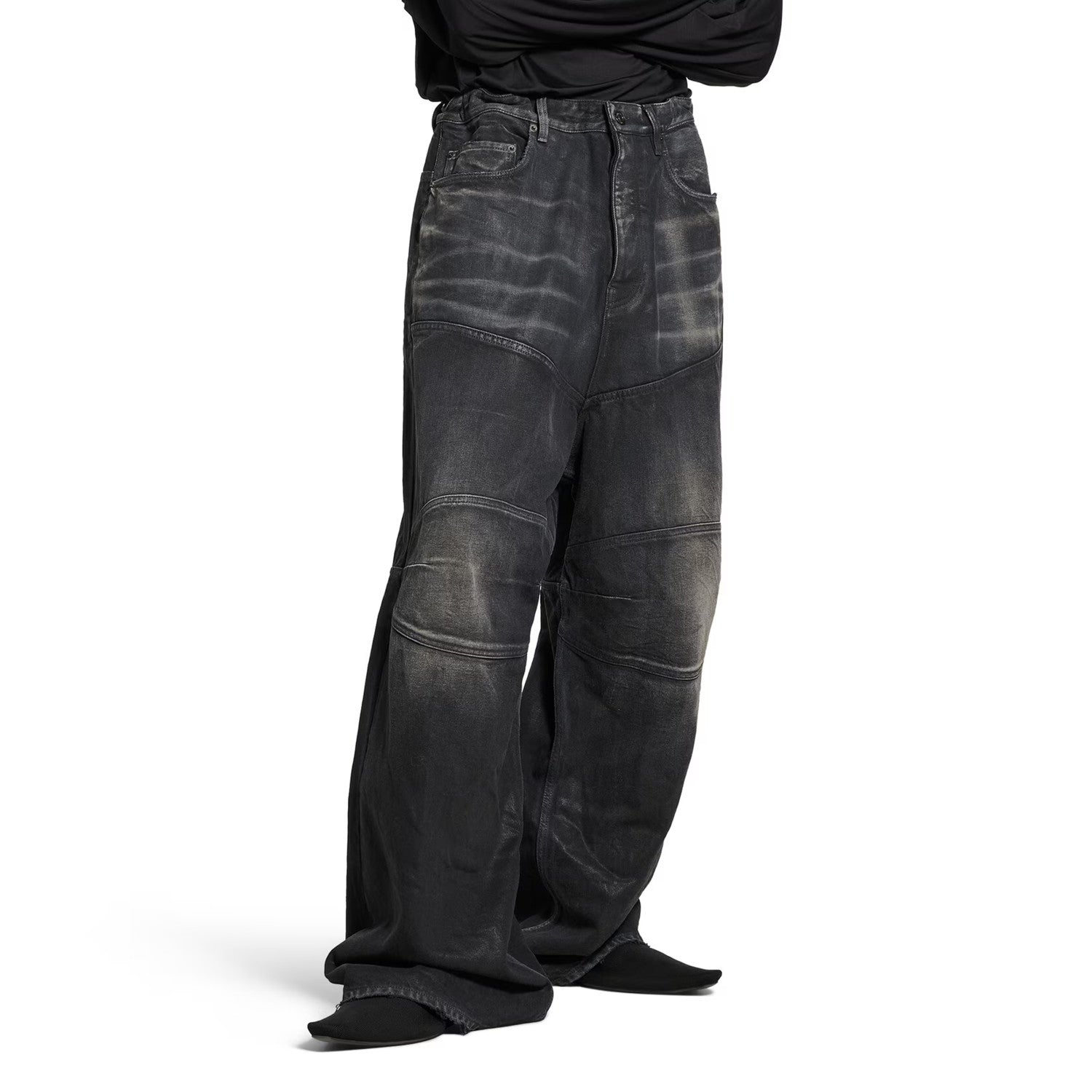 Balenciaga Men's Drawstring Loose Jeans Four Seasons Cotton Solid Color Casual Pants Ngvp #1513