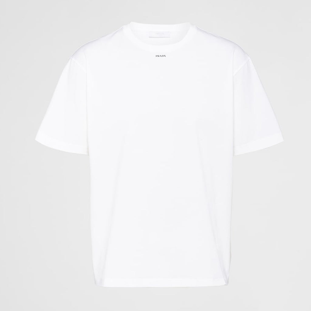 Prada Men's Spring/Summer Fashion Letter Logo Solid Color T-shirt Short sleeved Round Neck Casual Loose Comfortable Top  #99576