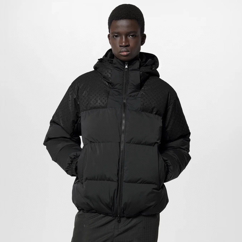 Louis Vuitton Men's Autumn and Winter Solid Color Logo Embossed Hooded Zipper Long Sleeve Warm Puffer Down Jacket #74945