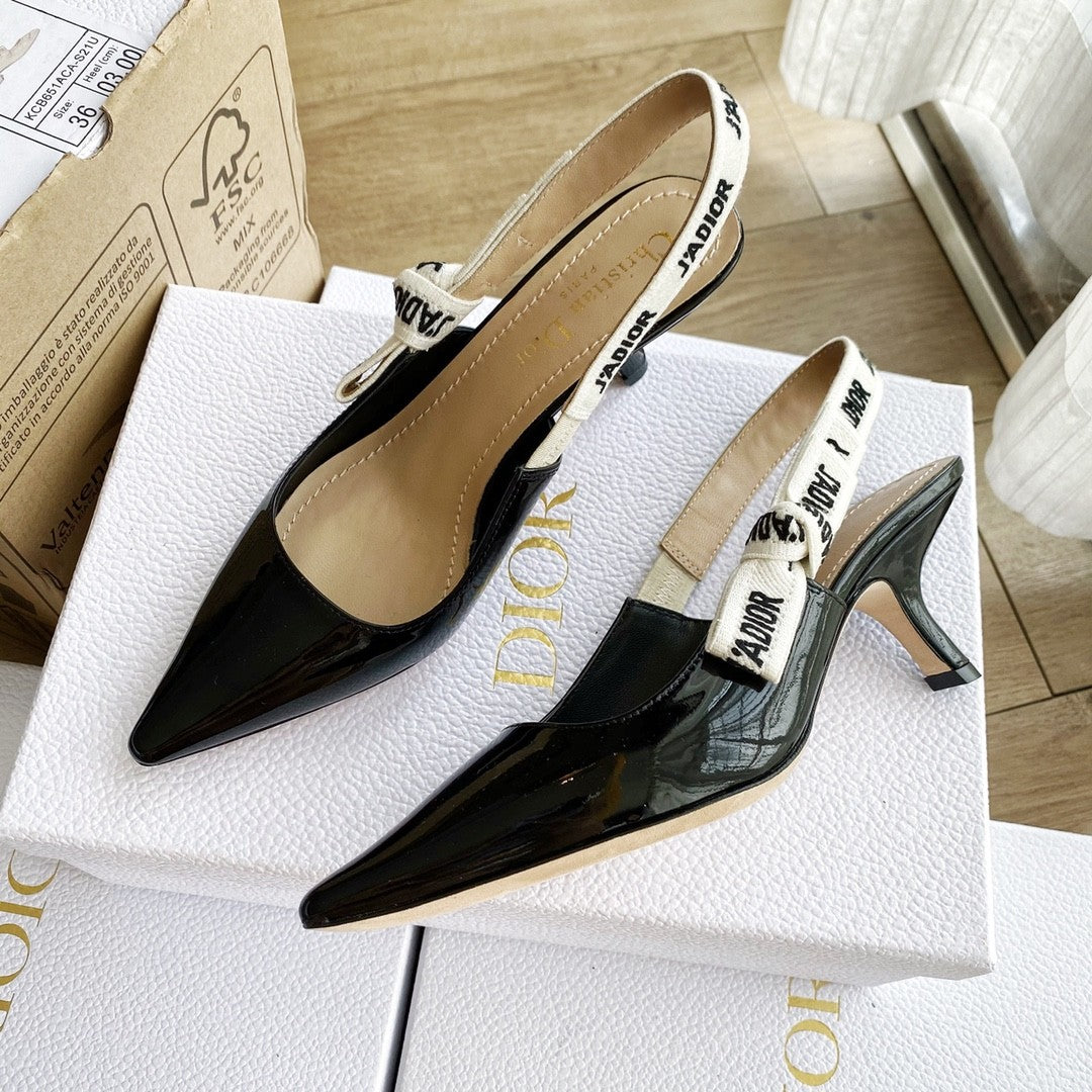Dior Toujours Women's Summer Solid Color Pointed Toe Closed Toe Fine Heel Breathable Leather High Heel Shoes #77265