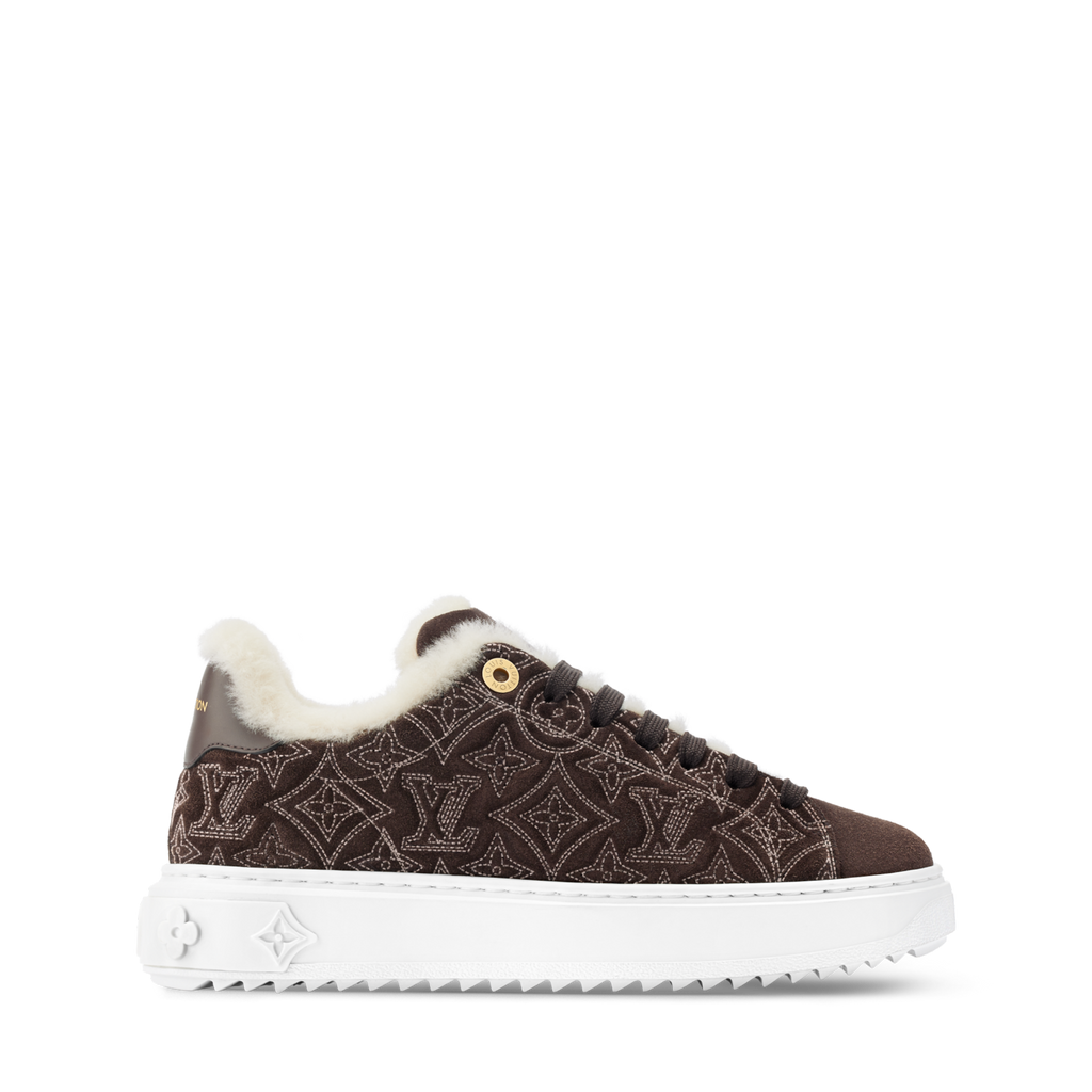 Louis Vuitton Women's Time Out Sneaker Suede Round Toe Lace-up Low-top Sneakers #333372