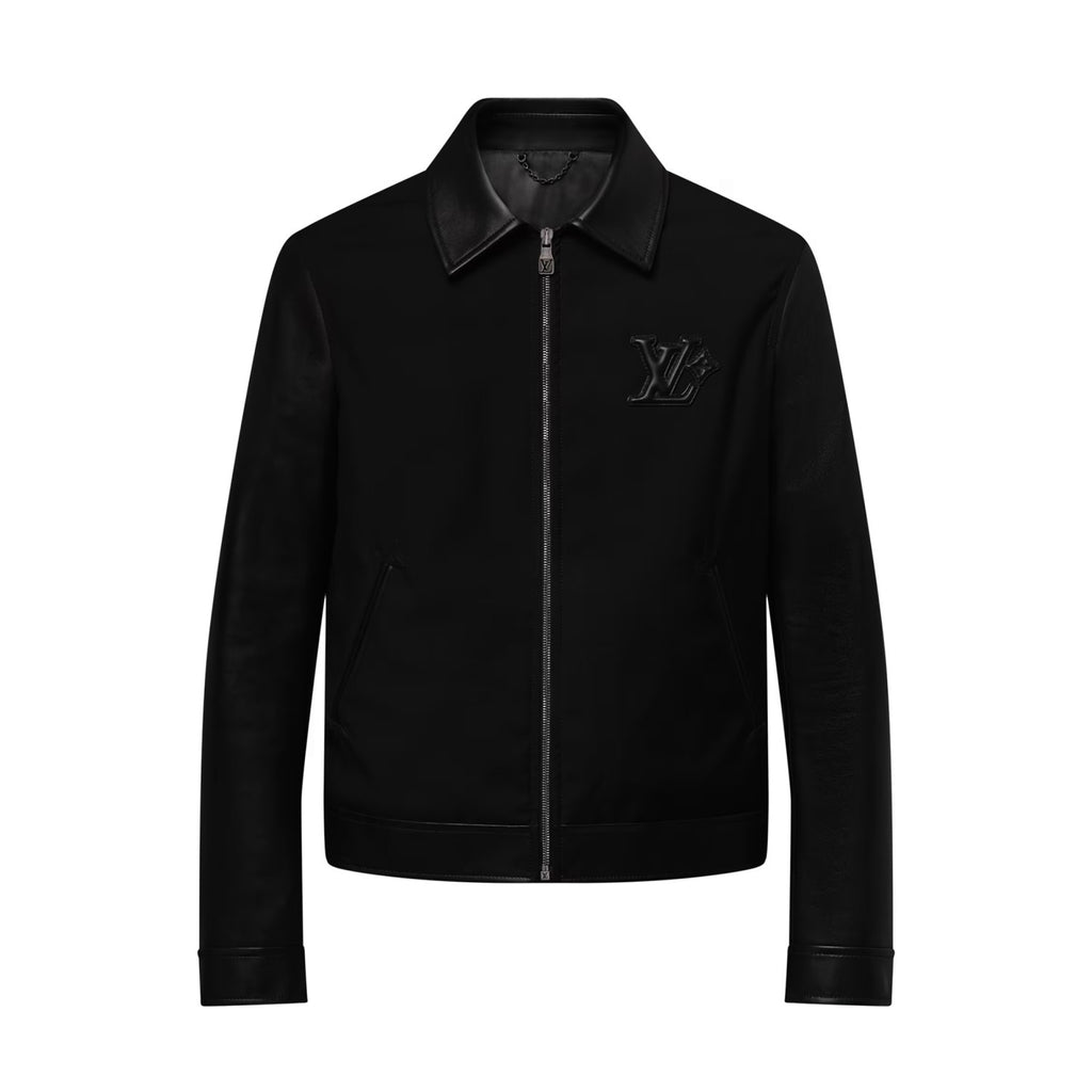 Louis Vuitton Men's Solid Color Autumn/Winter Logo Print Sheepskin Patchwork Long Sleeve Zipper Jacket #77971