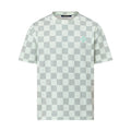 Louis Vuitton Men's Green Checkerboard Graphic Crew Neck Cotton Short Sleeve T-Shirt #99471