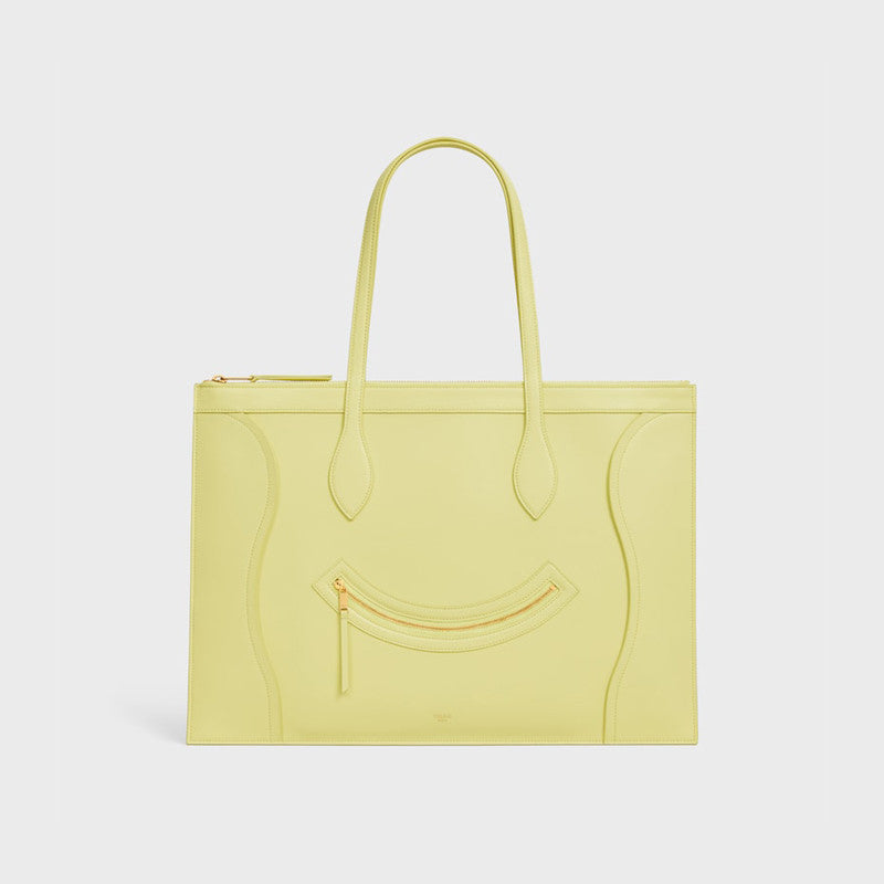 Celine Flat Cabas Smile Leather Bags Handbag Commuter Laptop Bag # 195374
