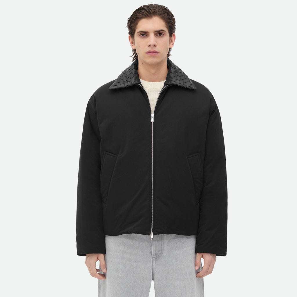 Bottega Veneta Men's Winter Solid Color Lapel Zipper Cotton Twill Long Sleeve Fitted Puffer Down Jacket Ngvp #9766