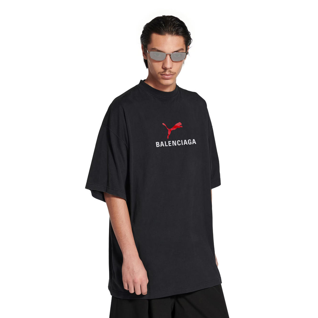 Balenciaga x Puma Men's Women's Summer Oversized Crew Neck Cotton Solid Color Short Sleeve T-Shirt #77853