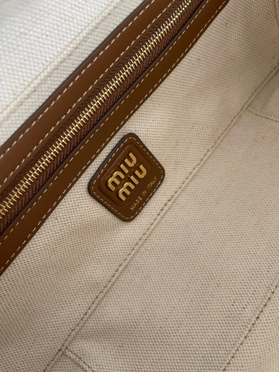 MiuMiu Beau Women's Embroidered Logo Print Striped Canvas And Calfskin Handbag Shoulder Bag Bags #77932