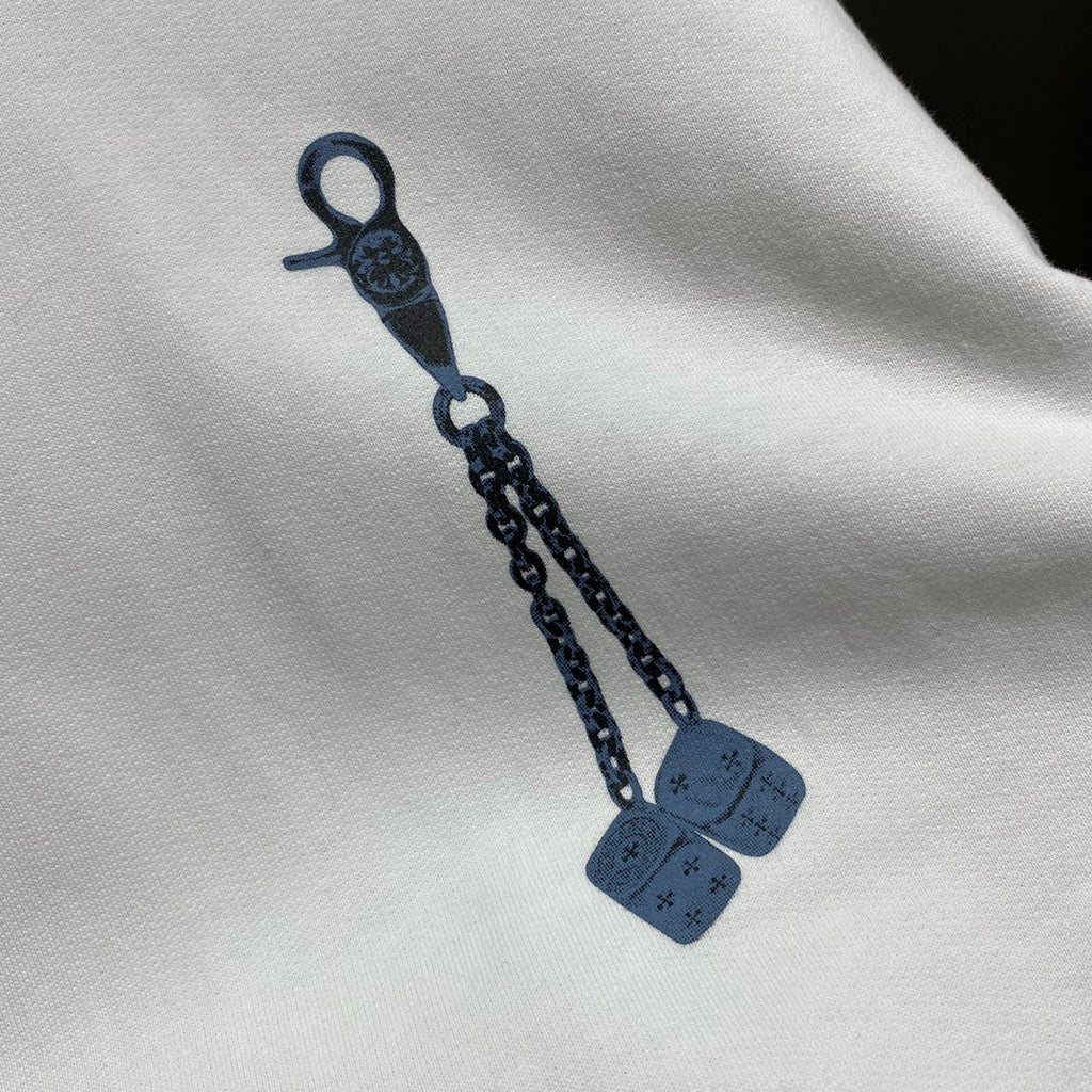 Chrome Hearts Men's and Women's Spring and Fall White Cotton Hooded Sweatshirt Pullover #98414