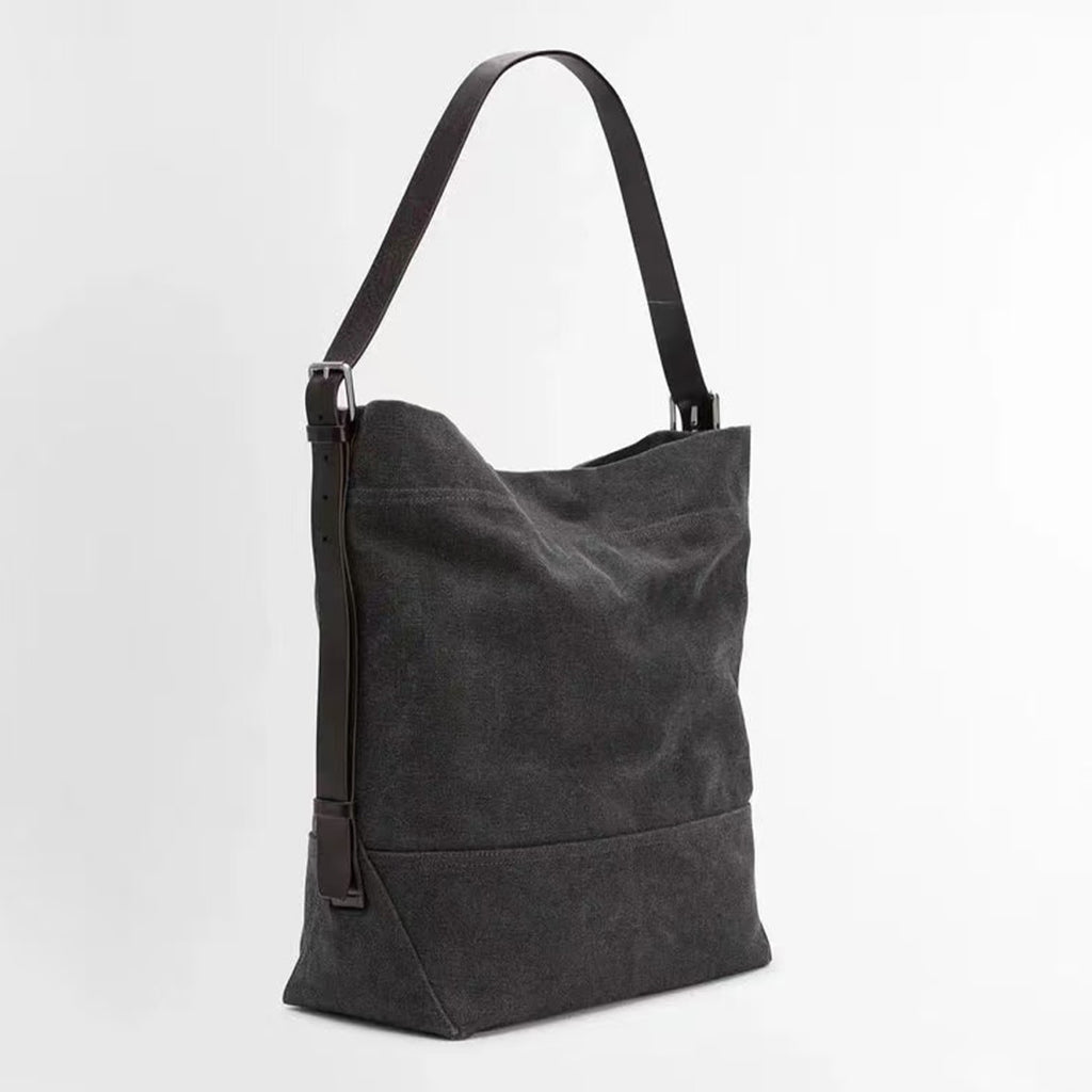 Lemaire Women's Canvas Adjustable Shoulder Strap Tote Bag Fashion Trend High Street Cowboy Splicing Large Capacity Handbag Shoulder Bag Ngvp #2432