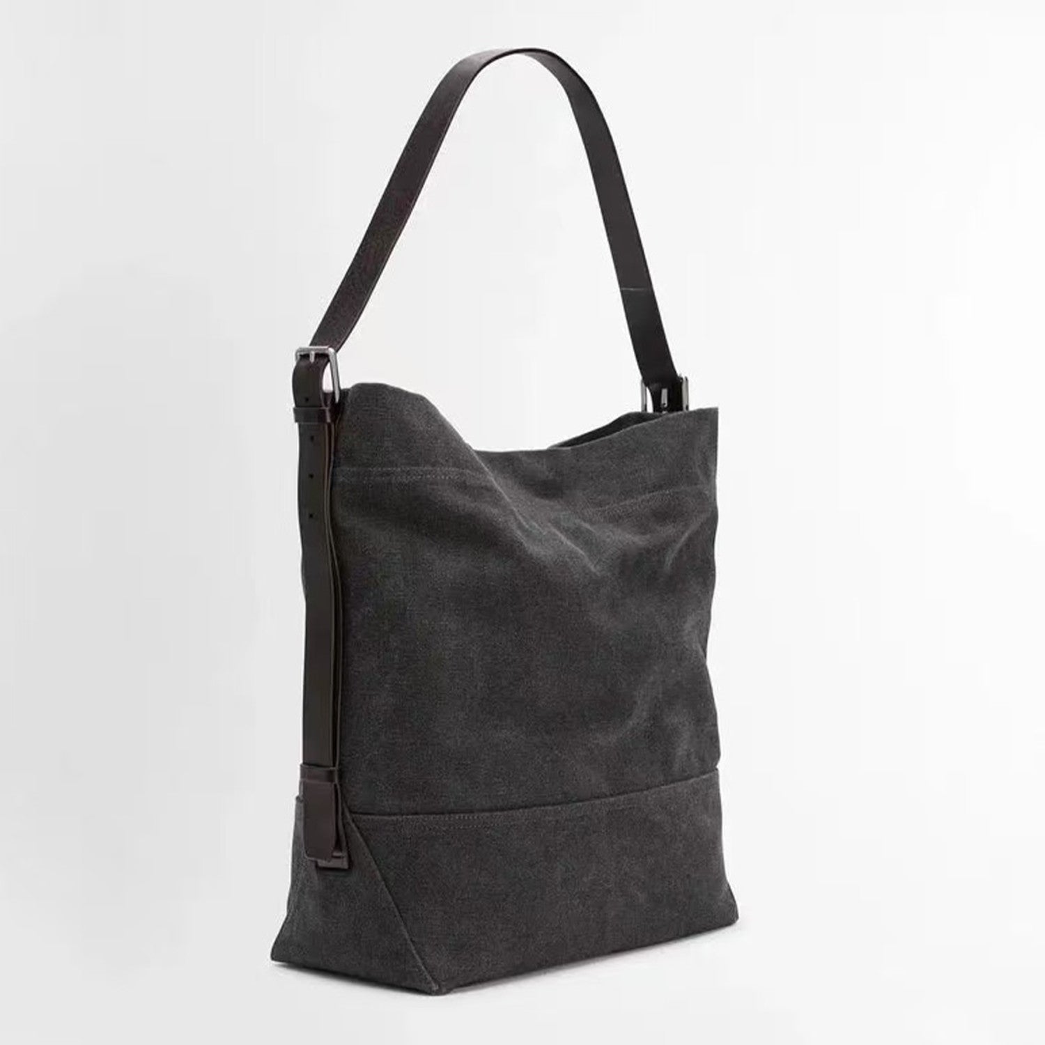 Lemaire Women's Canvas Adjustable Shoulder Strap Tote Bag Fashion Trend High Street Cowboy Splicing Large Capacity Handbag Shoulder Bag Ngvp #2432