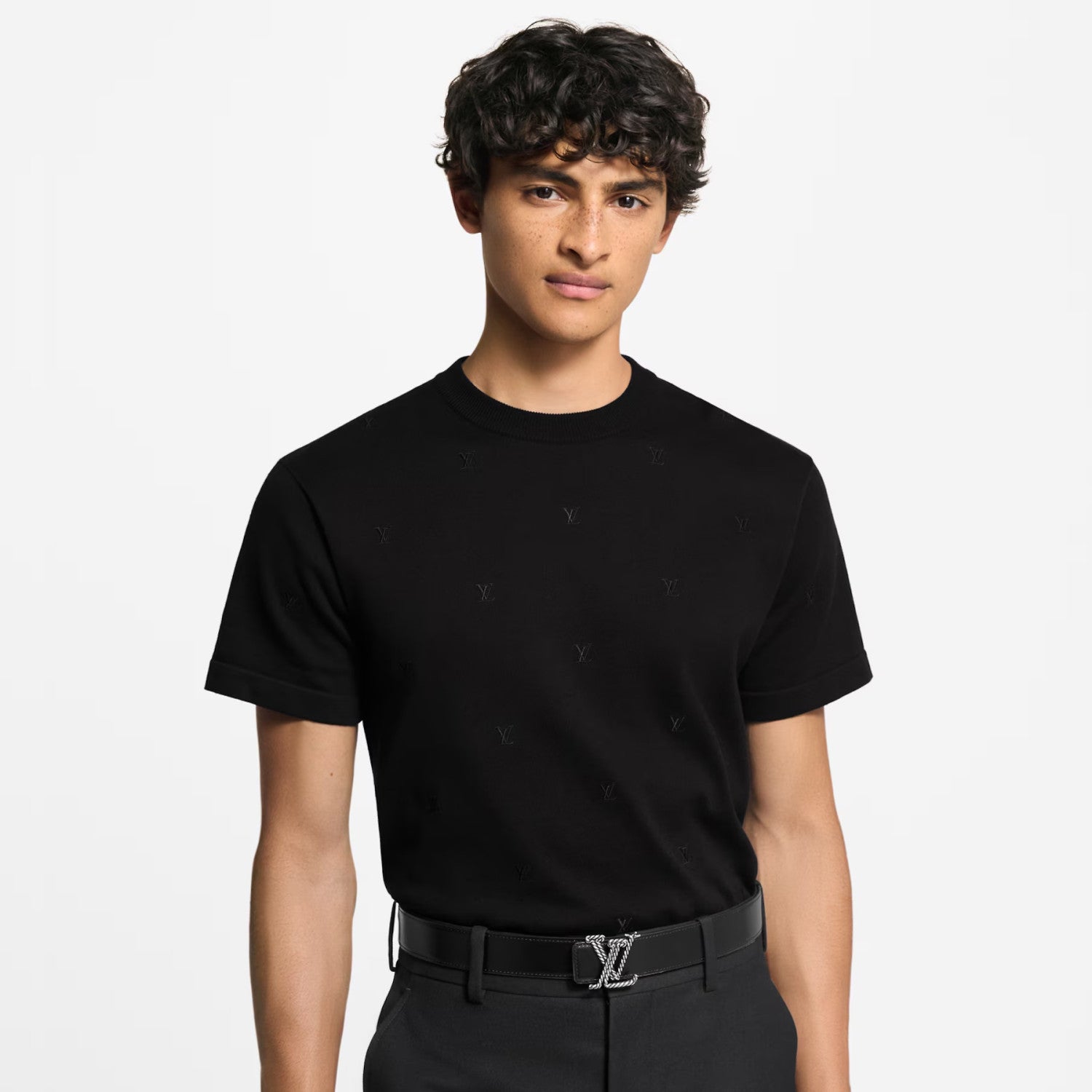 Louis Vuitton Men's Summer Solid Colour Embroidered Logo Print Round Neck Cotton Short Sleeve T-Shirt #76775